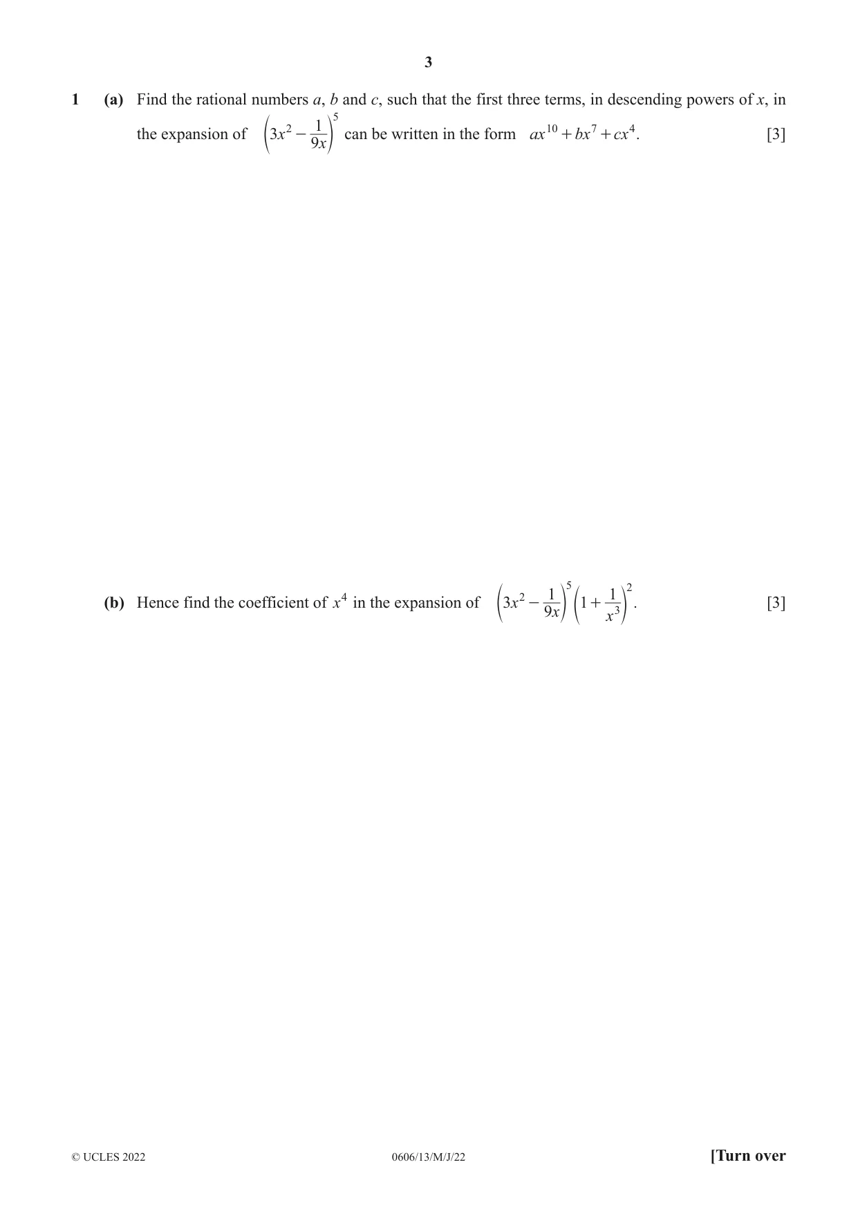 Cambridge IGCSE Mathematics - Additional 0606 2022 May/June Paper 1 · Variant 3 question paper, page 3 of 16
