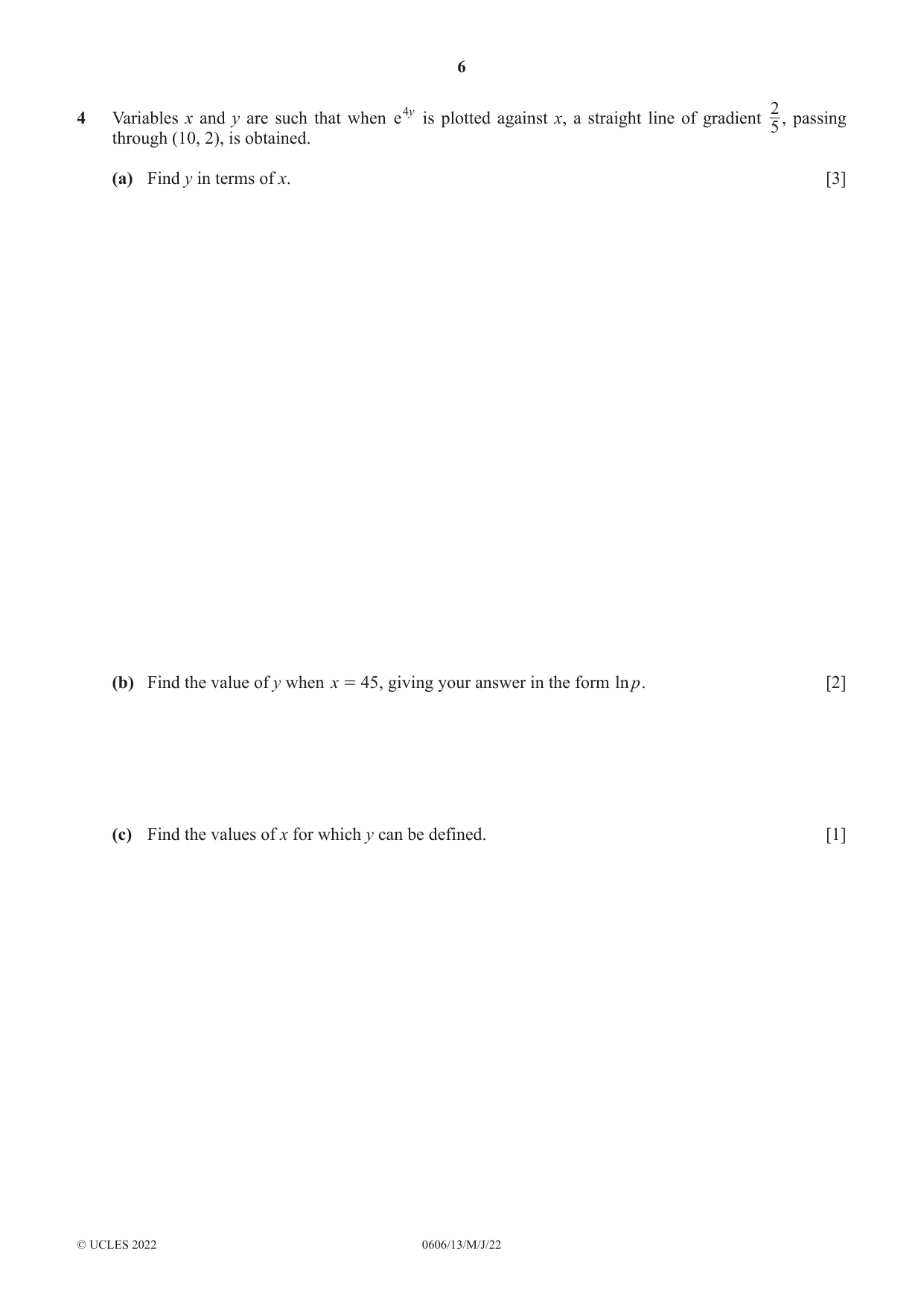 Cambridge IGCSE Mathematics - Additional 0606 2022 May/June Paper 1 · Variant 3 question paper, page 6 of 16