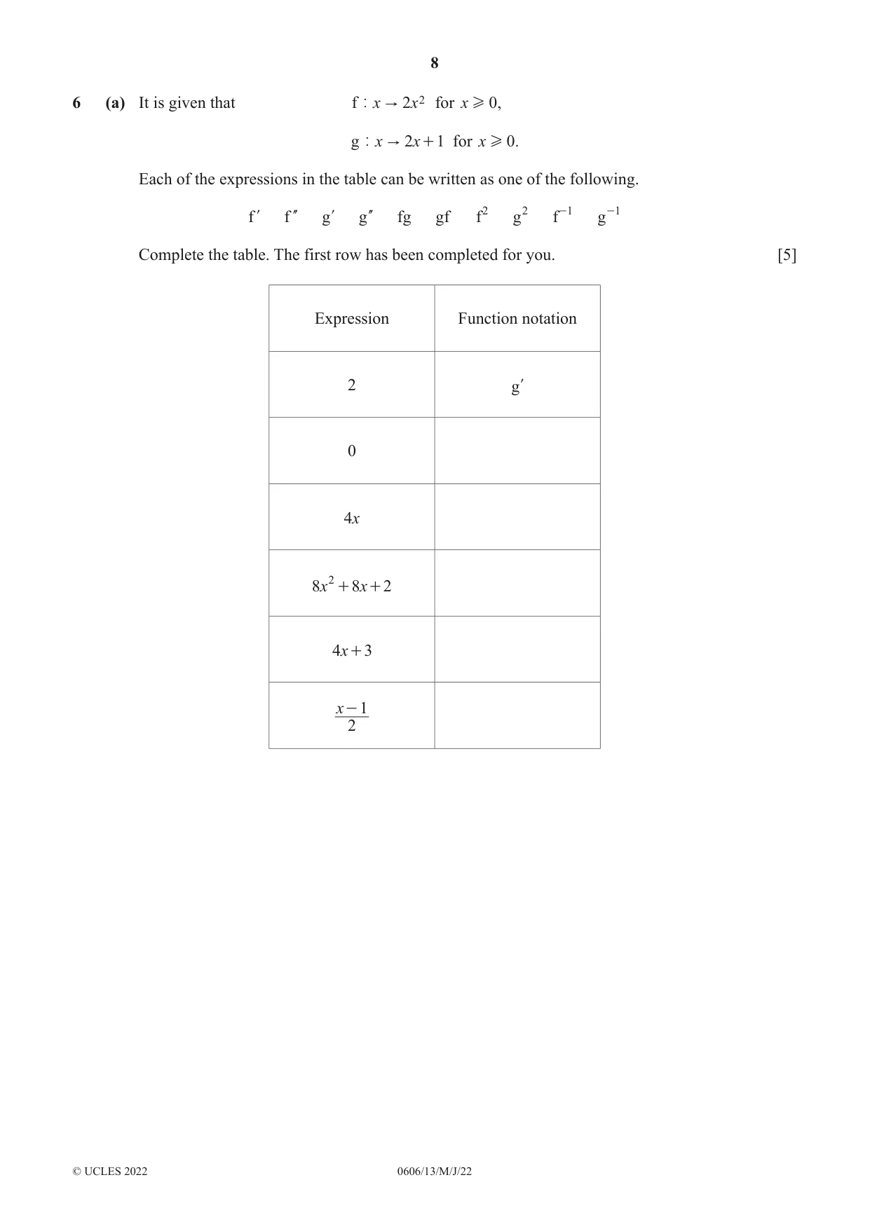 Cambridge IGCSE Mathematics - Additional 0606 2022 May/June Paper 1 · Variant 3 question paper, page 8 of 16