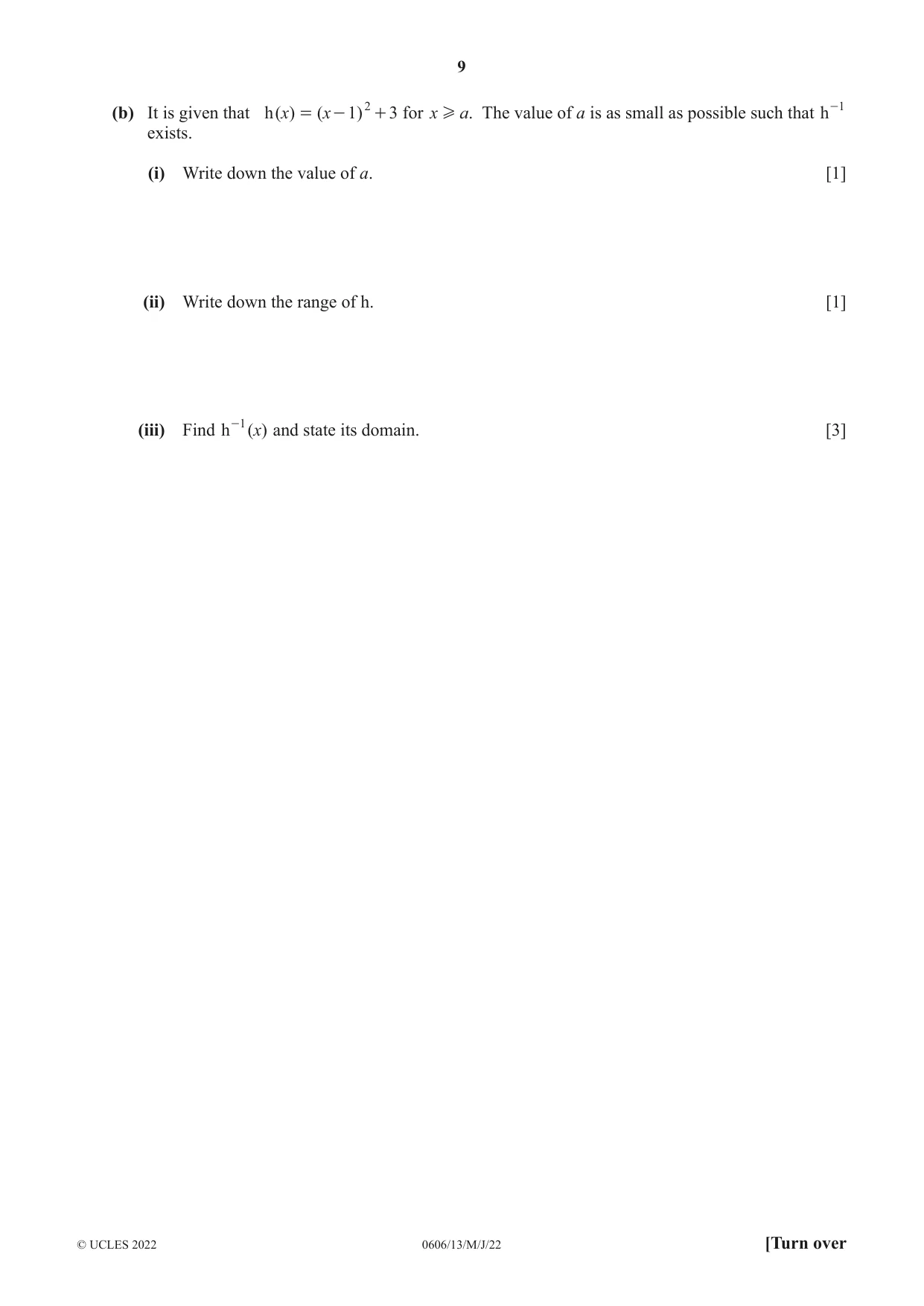 Cambridge IGCSE Mathematics - Additional 0606 2022 May/June Paper 1 · Variant 3 question paper, page 9 of 16