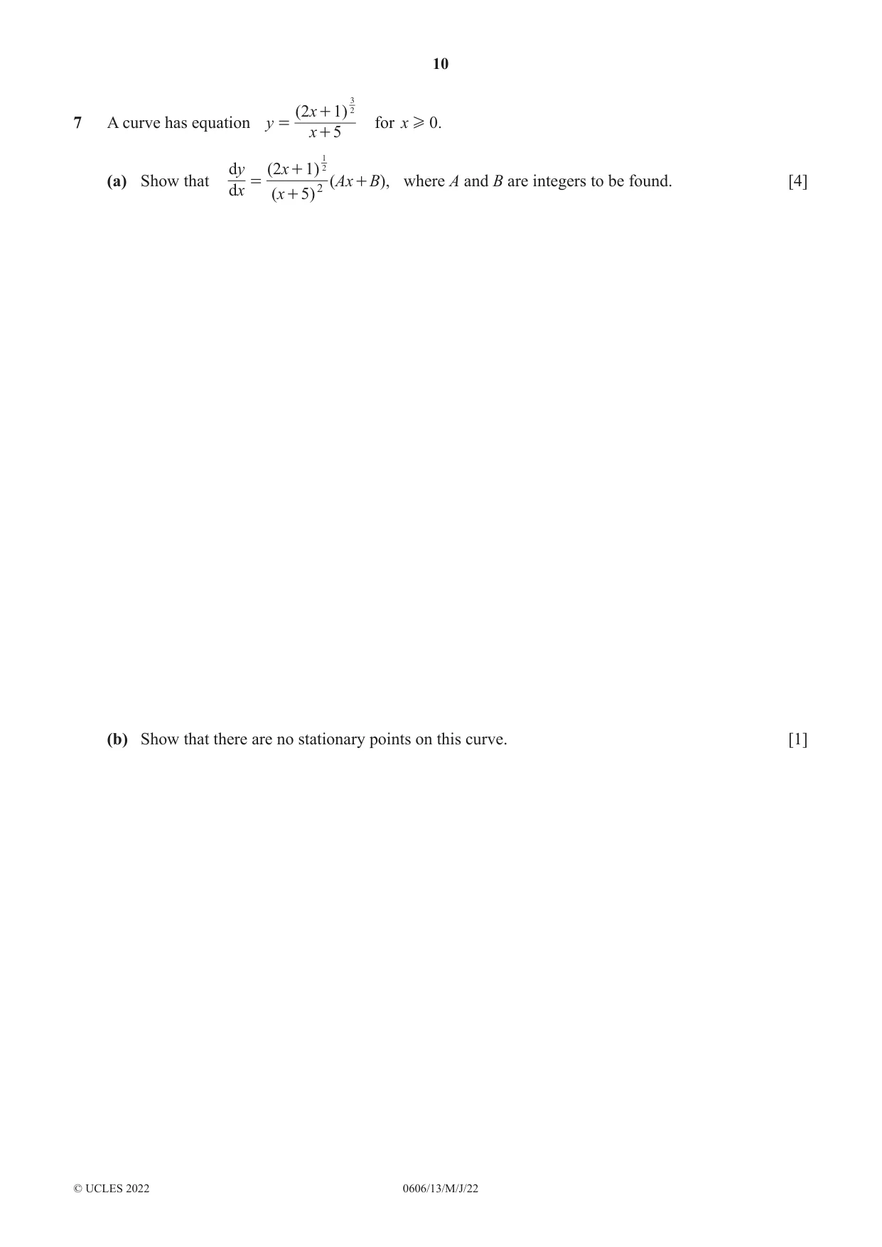 Cambridge IGCSE Mathematics - Additional 0606 2022 May/June Paper 1 · Variant 3 question paper, page 10 of 16