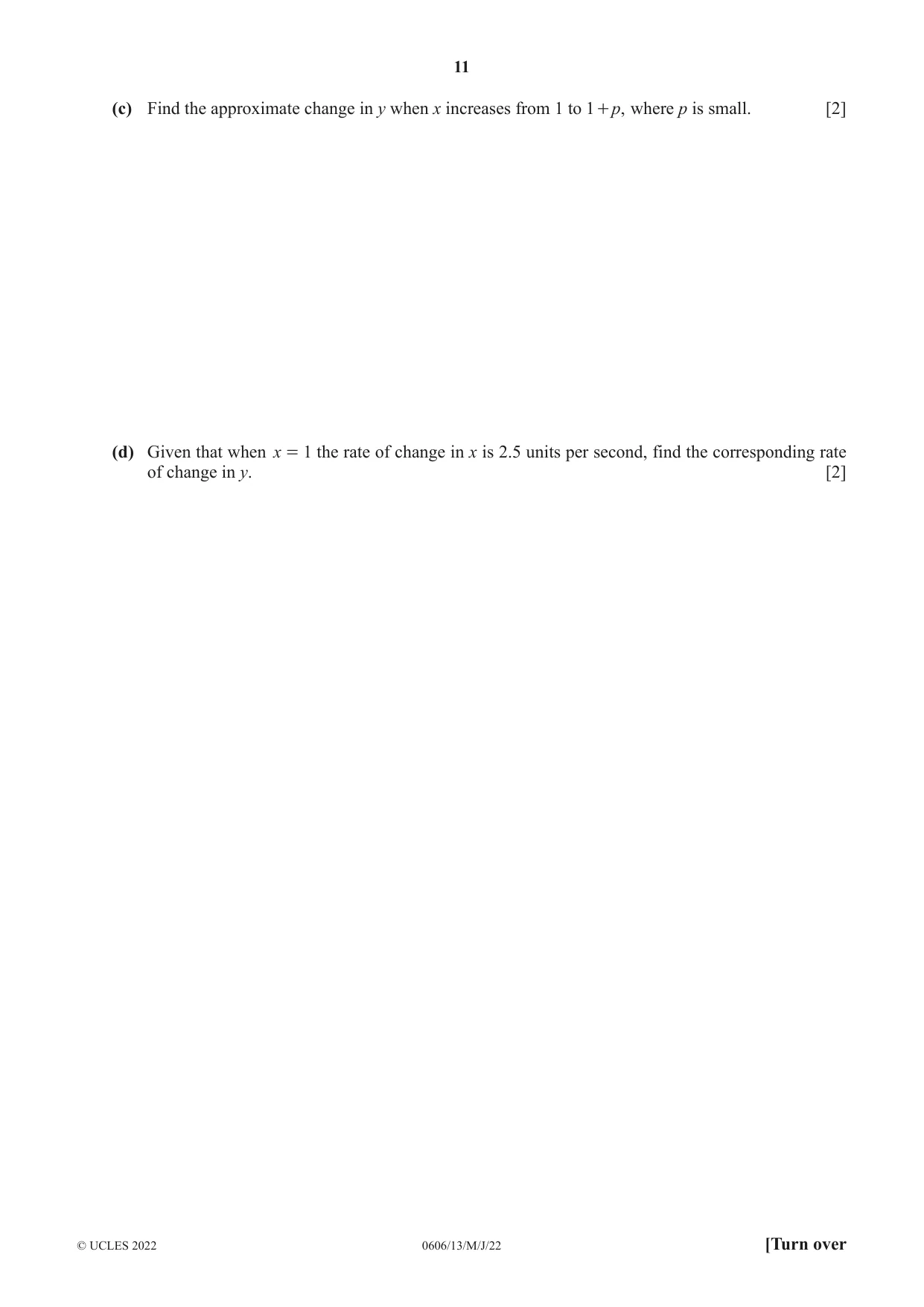 Cambridge IGCSE Mathematics - Additional 0606 2022 May/June Paper 1 · Variant 3 question paper, page 11 of 16