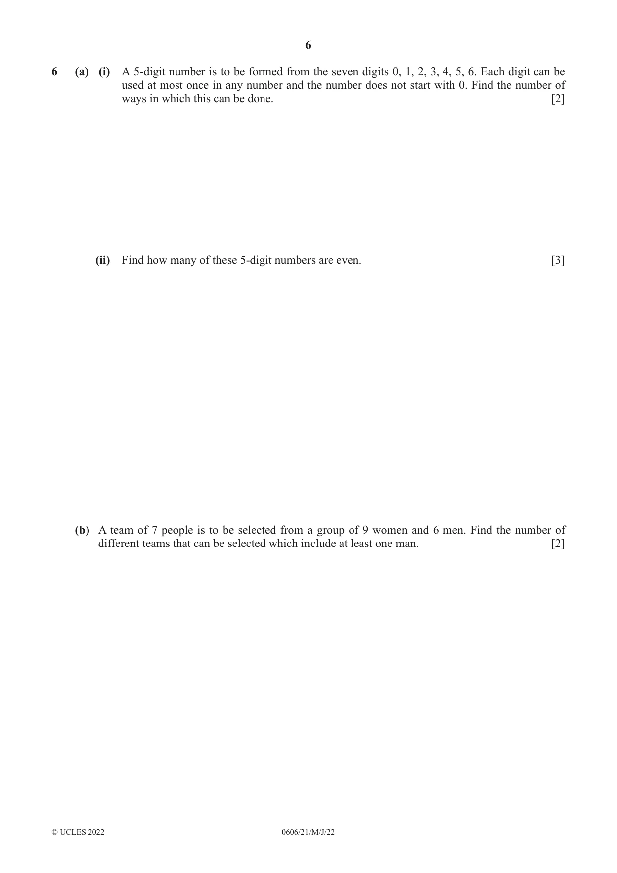 Cambridge IGCSE Mathematics - Additional 0606 2022 May/June Paper 2 · Variant 1 question paper, page 6 of 12