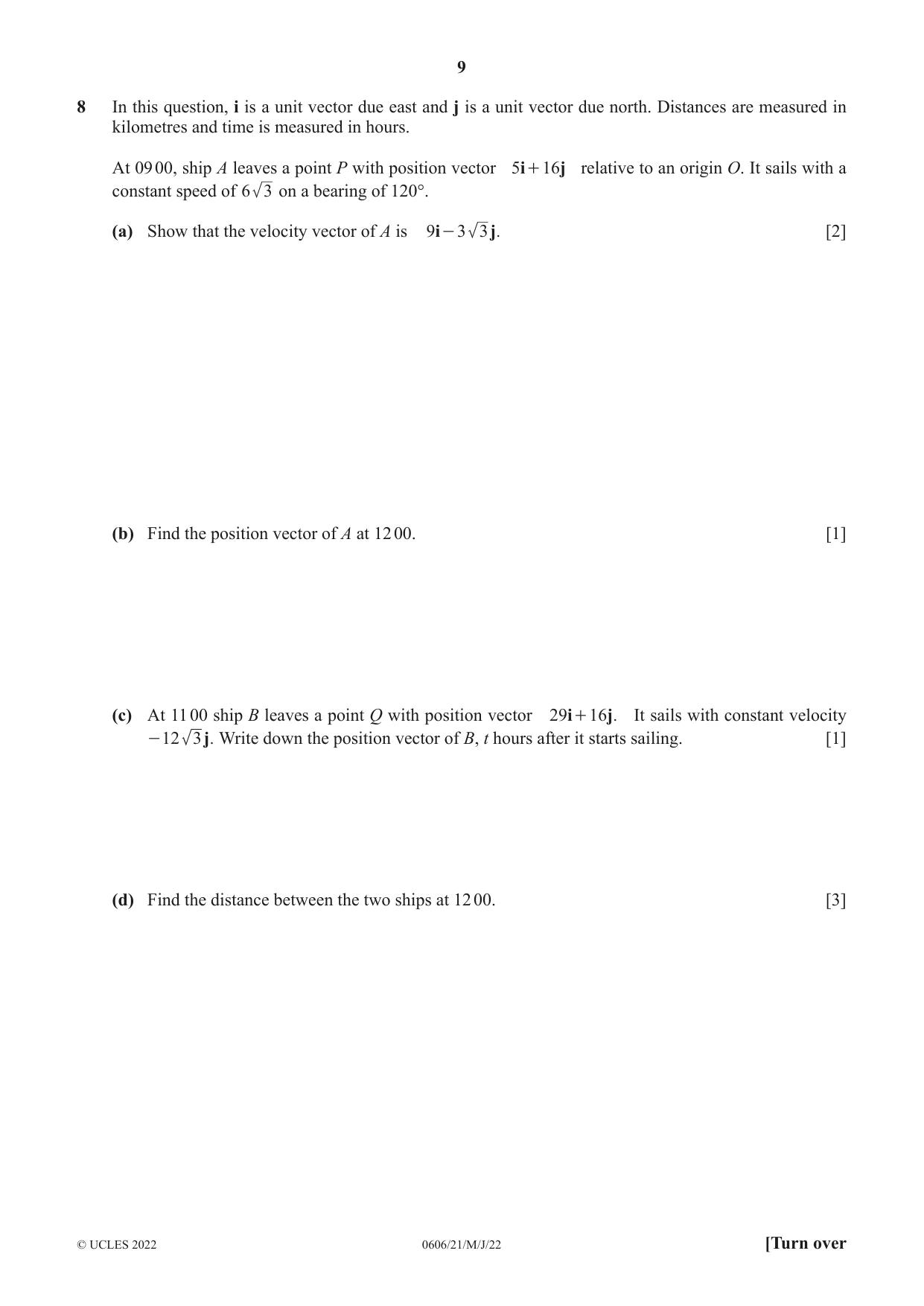 Cambridge IGCSE Mathematics - Additional 0606 2022 May/June Paper 2 · Variant 1 question paper, page 9 of 12