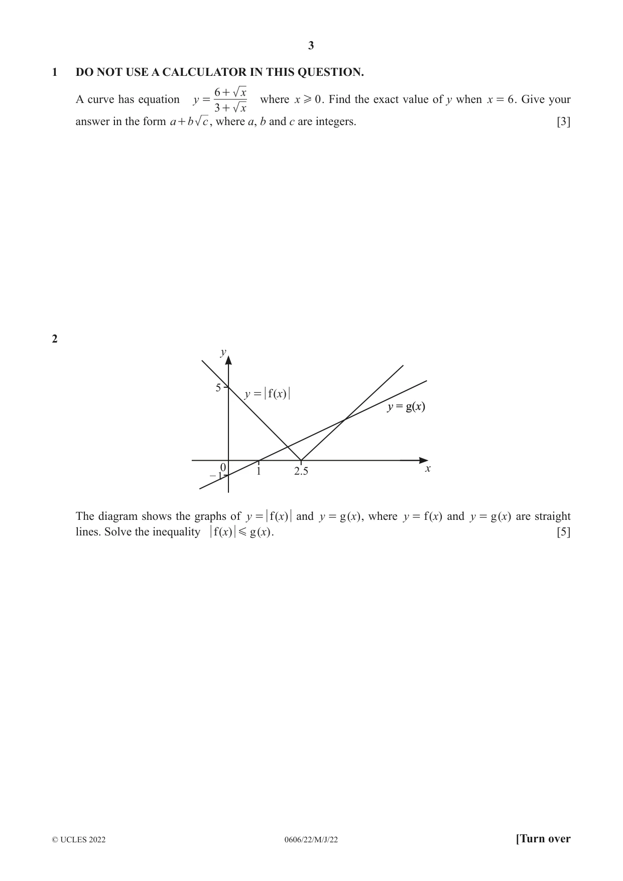Cambridge IGCSE Mathematics - Additional 0606 2022 May/June Paper 2 · Variant 2 question paper, page 3 of 16