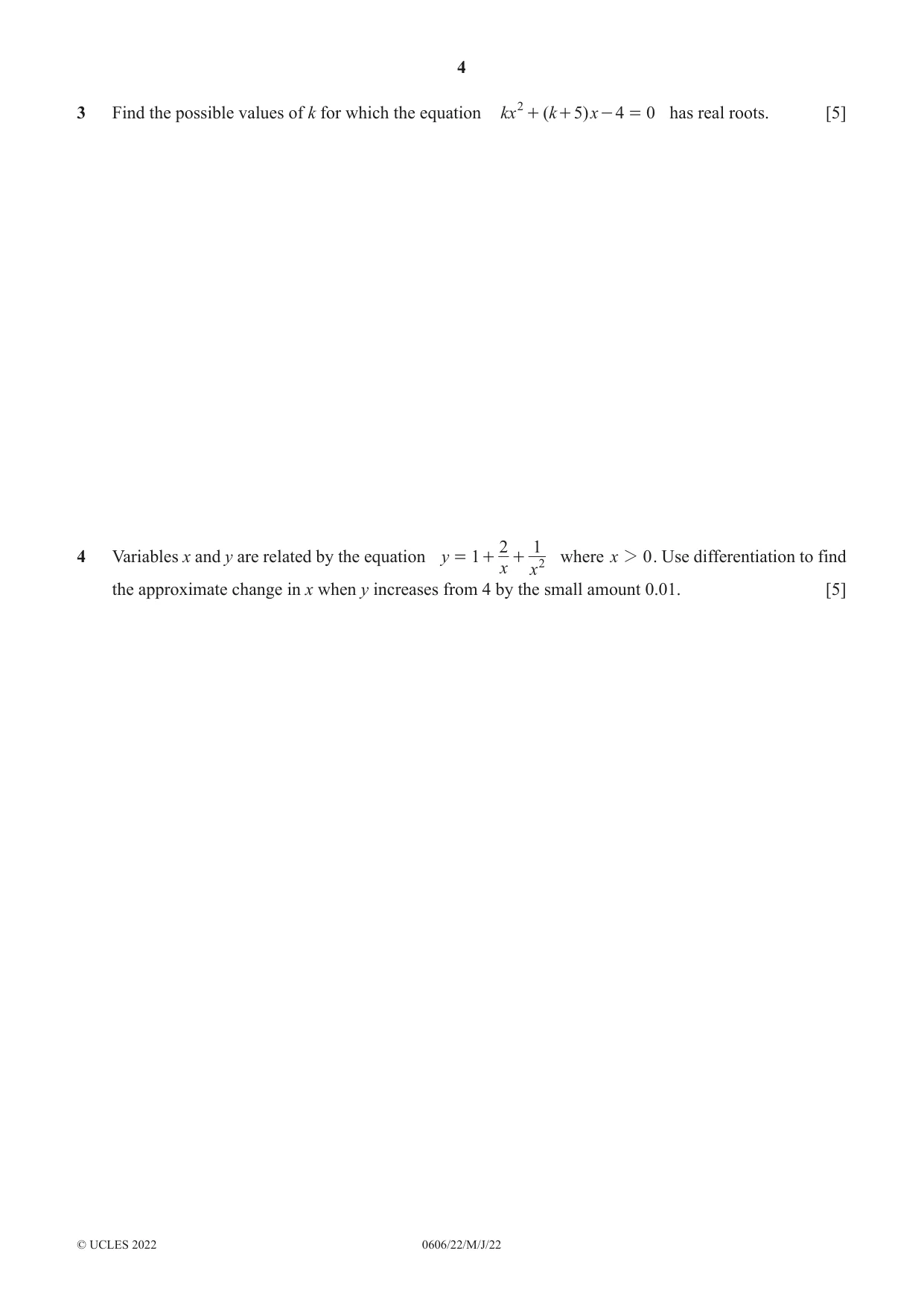Cambridge IGCSE Mathematics - Additional 0606 2022 May/June Paper 2 · Variant 2 question paper, page 4 of 16