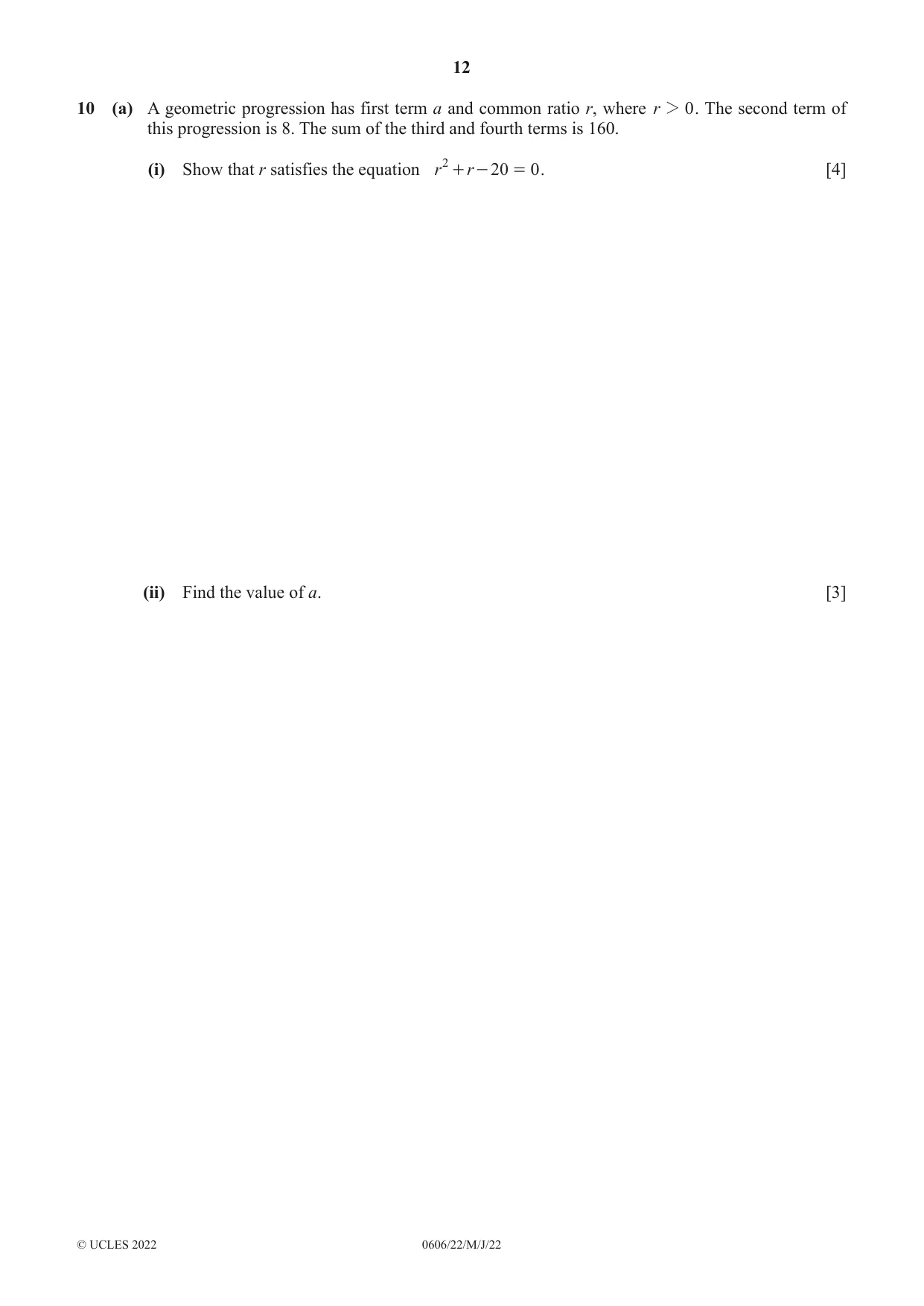 Cambridge IGCSE Mathematics - Additional 0606 2022 May/June Paper 2 · Variant 2 question paper, page 12 of 16