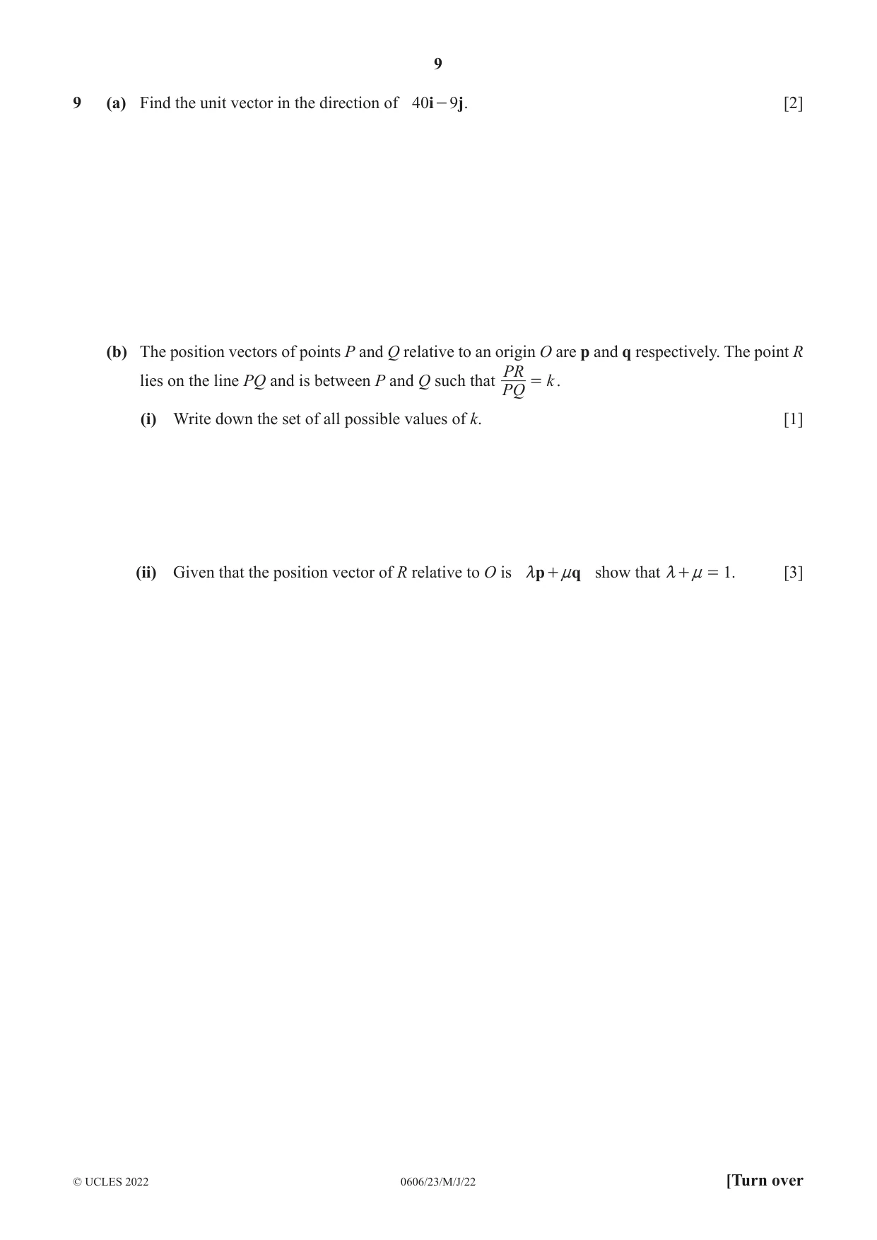 Cambridge IGCSE Mathematics - Additional 0606 2022 May/June Paper 2 · Variant 3 question paper, page 9 of 16