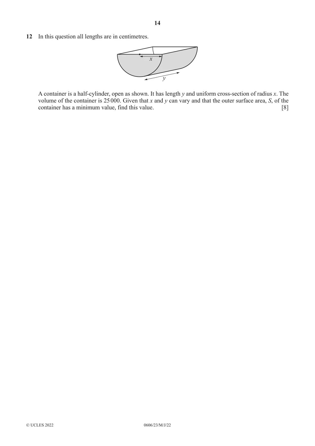 Cambridge IGCSE Mathematics - Additional 0606 2022 May/June Paper 2 · Variant 3 question paper, page 14 of 16