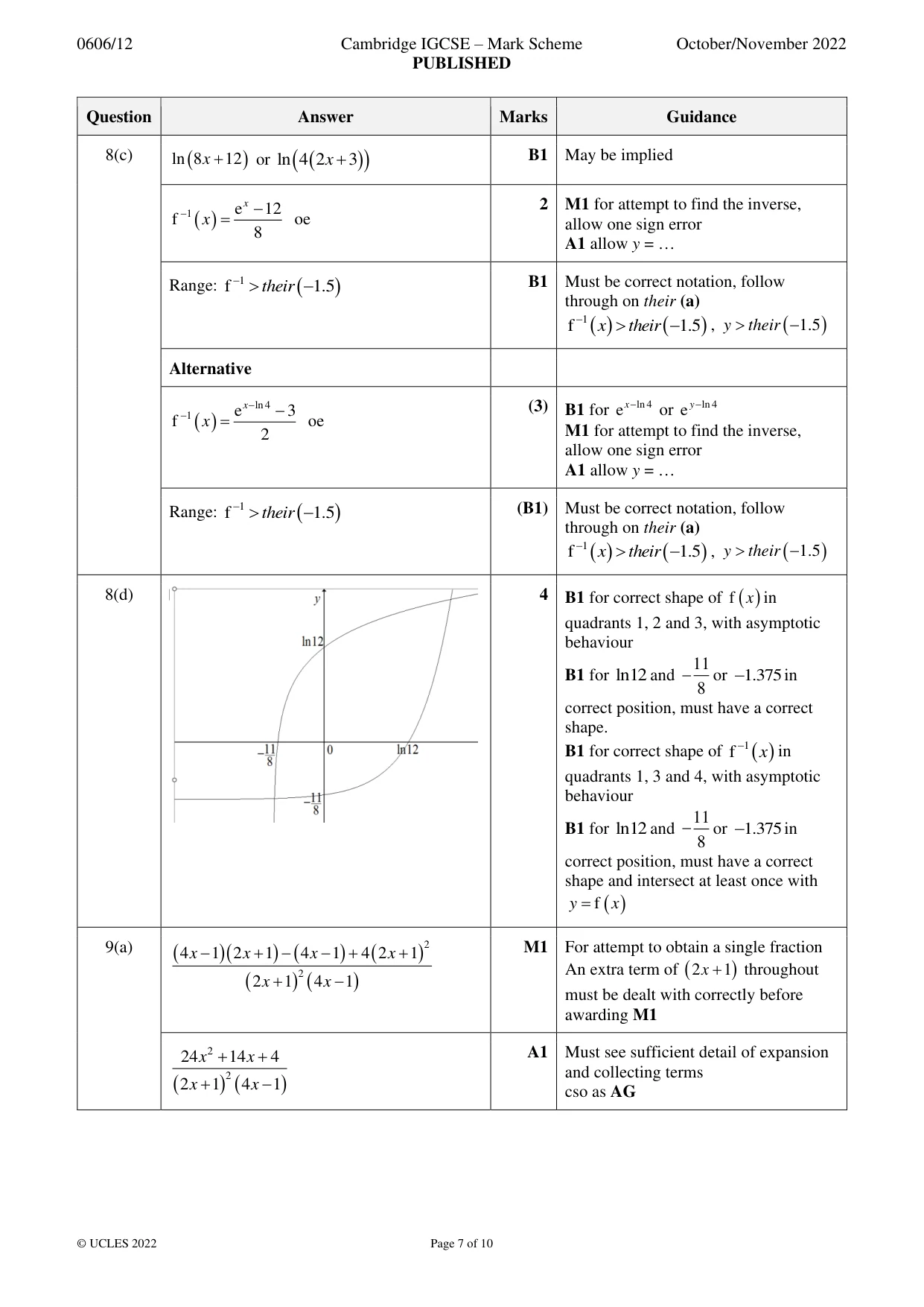 Mark scheme, page 7 of 10