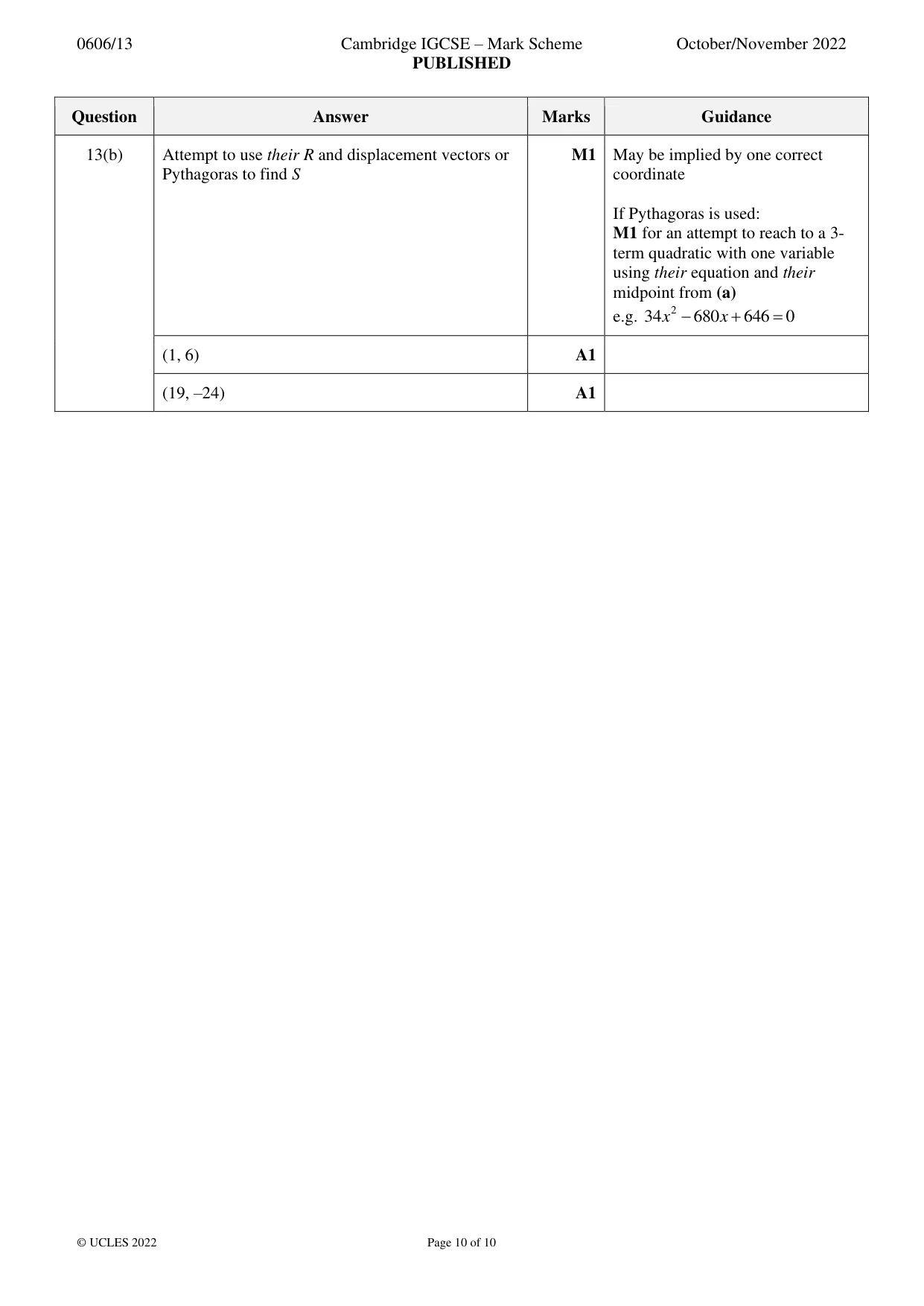 Mark scheme, page 10 of 10