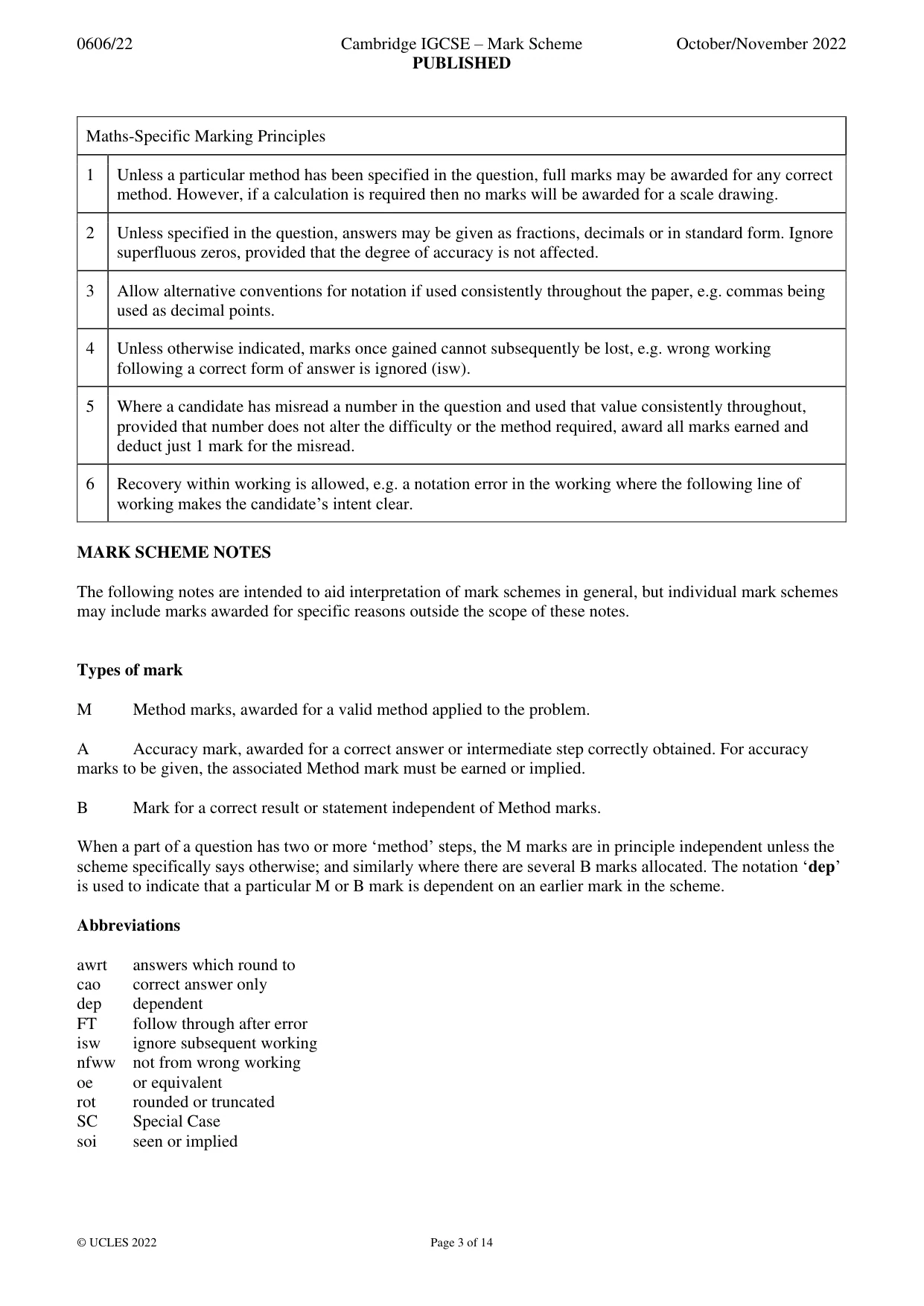Mark scheme, page 3 of 14