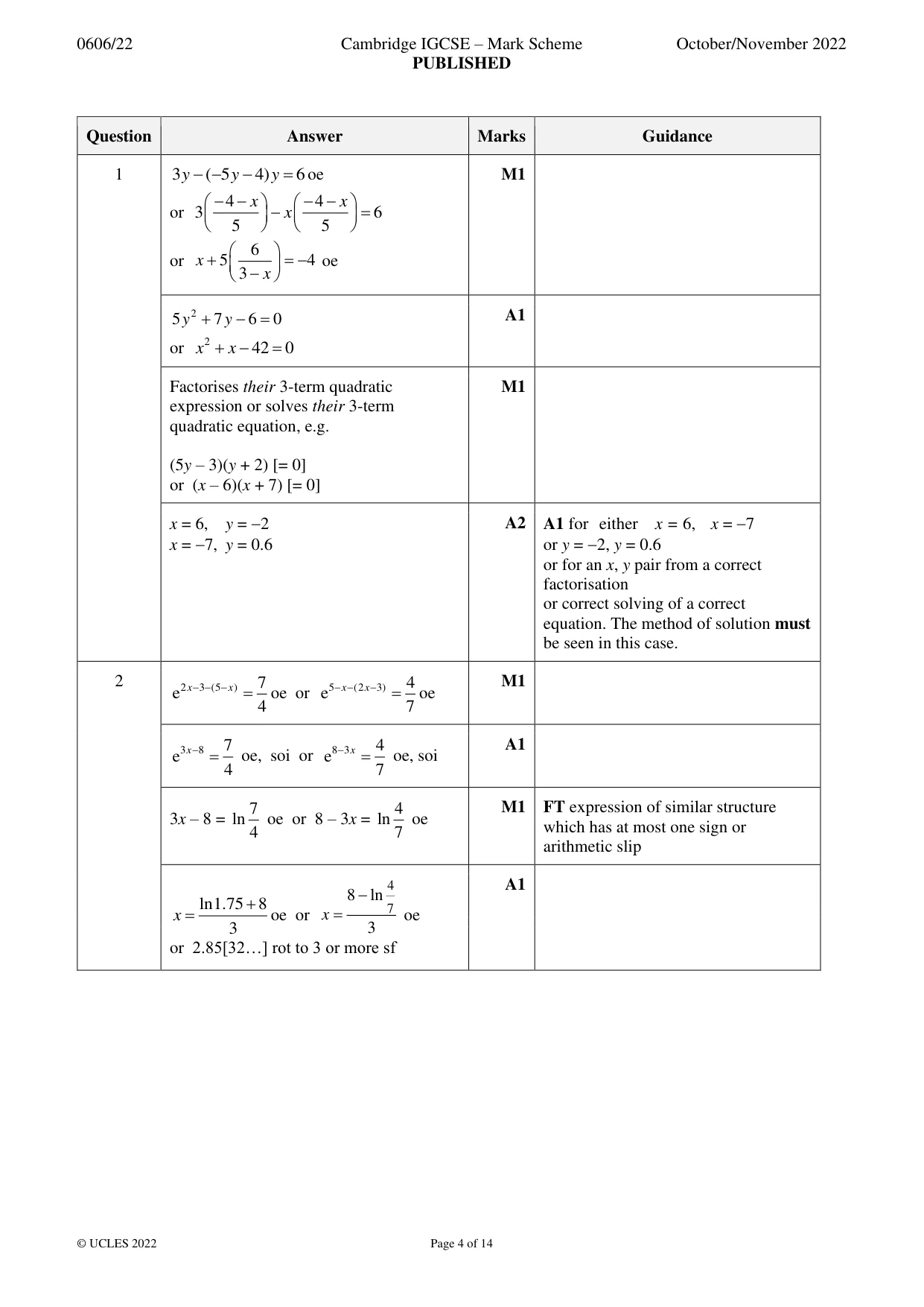 Mark scheme, page 4 of 14