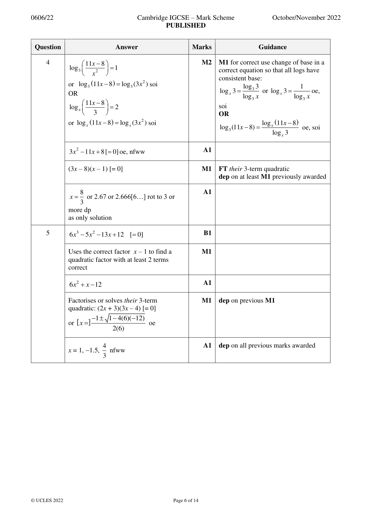 Mark scheme, page 6 of 14
