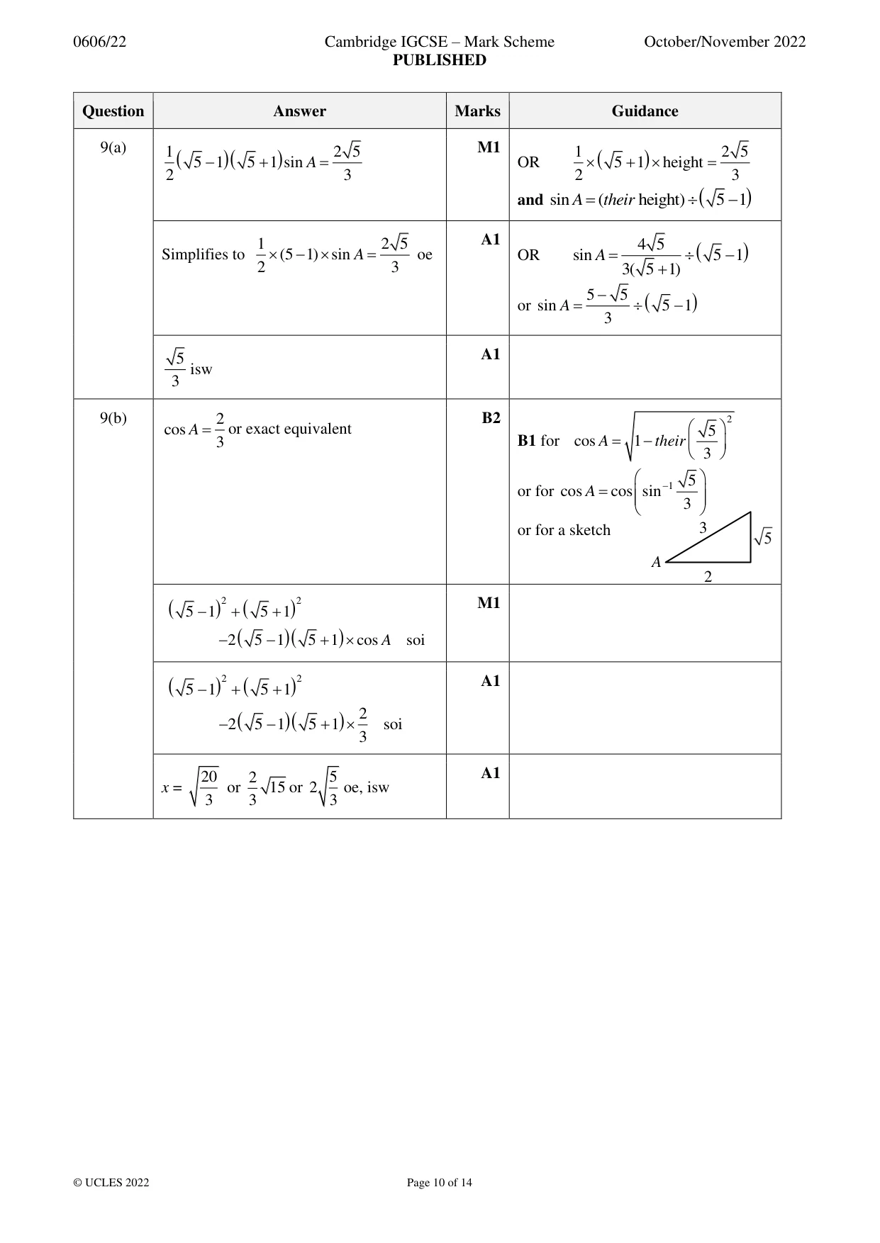 Mark scheme, page 10 of 14