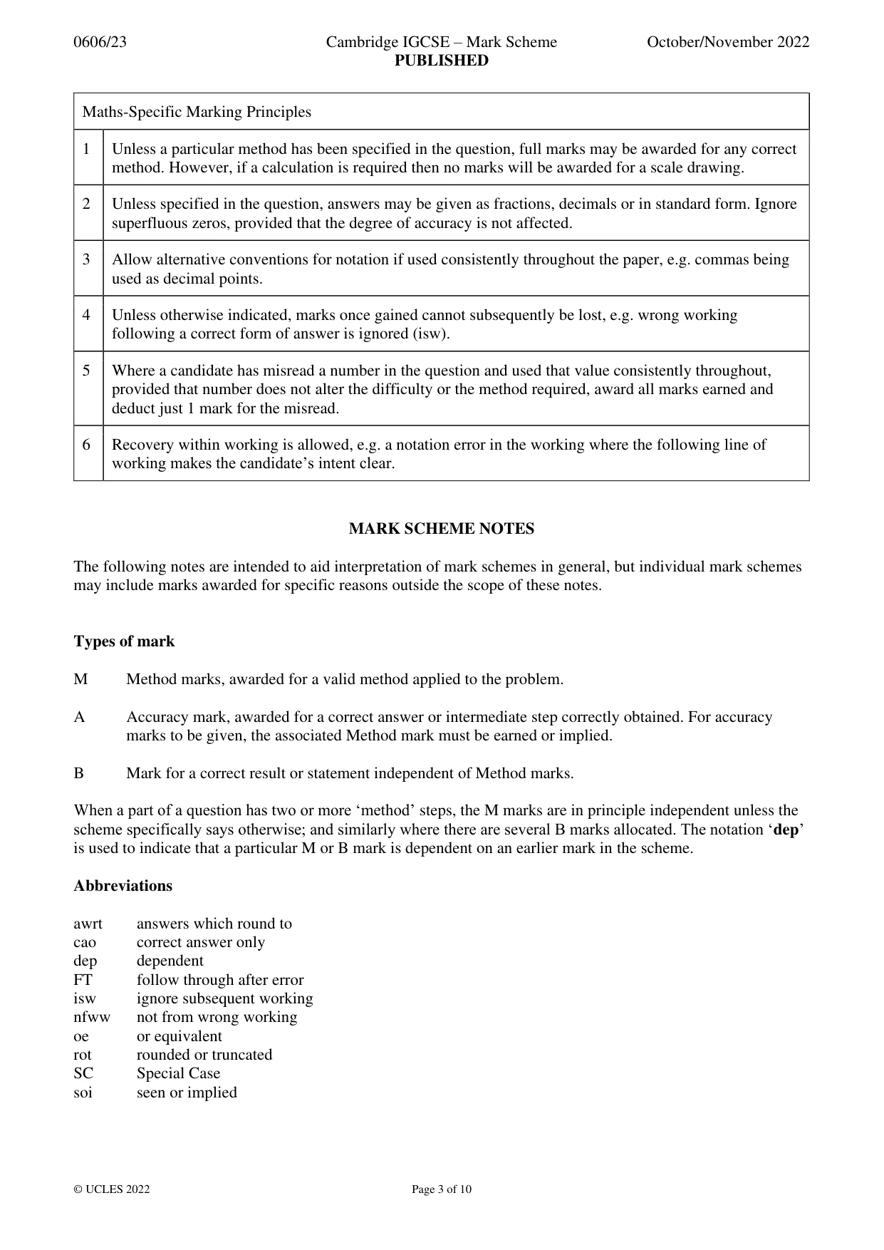 Mark scheme, page 3 of 10