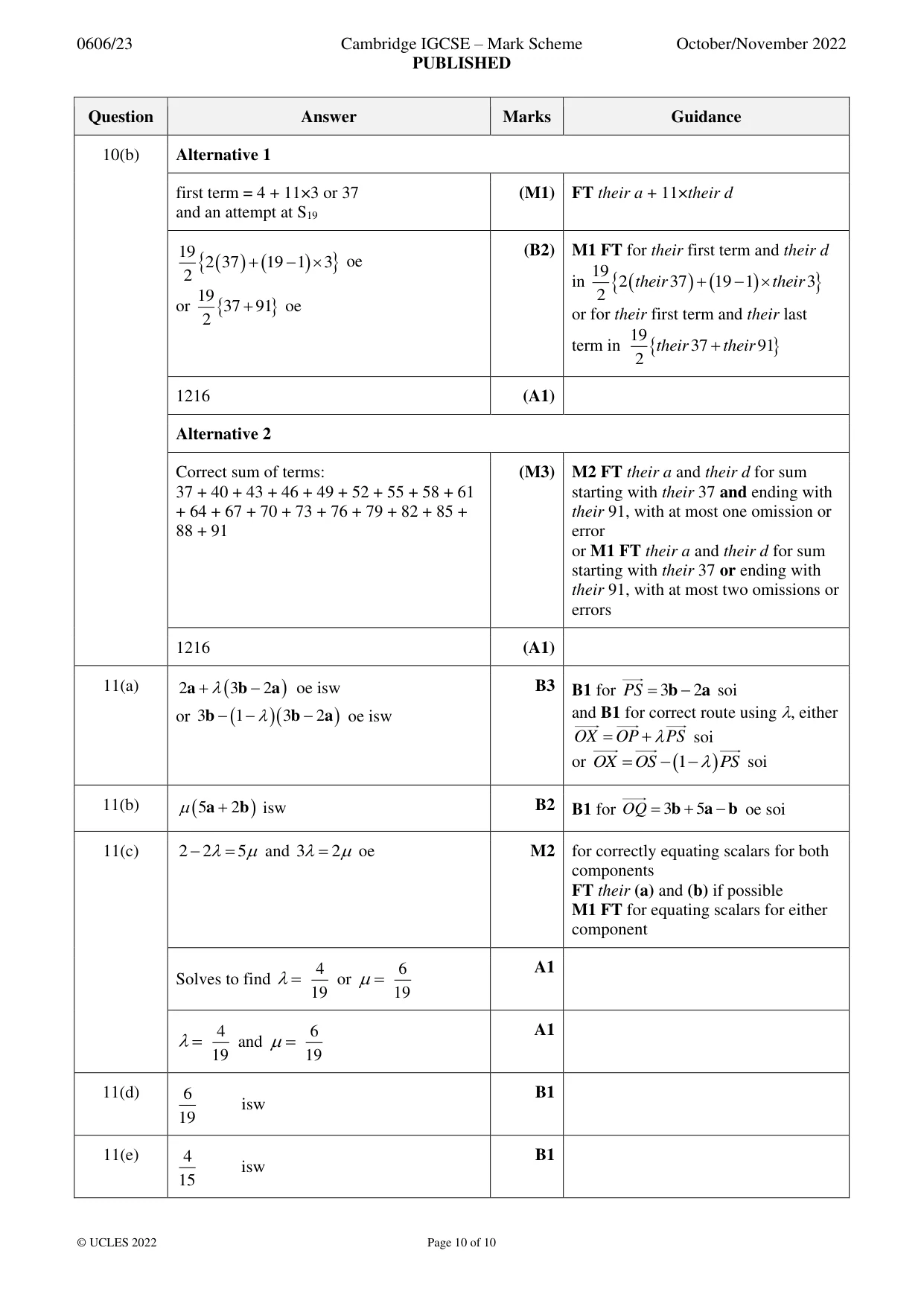 Mark scheme, page 10 of 10