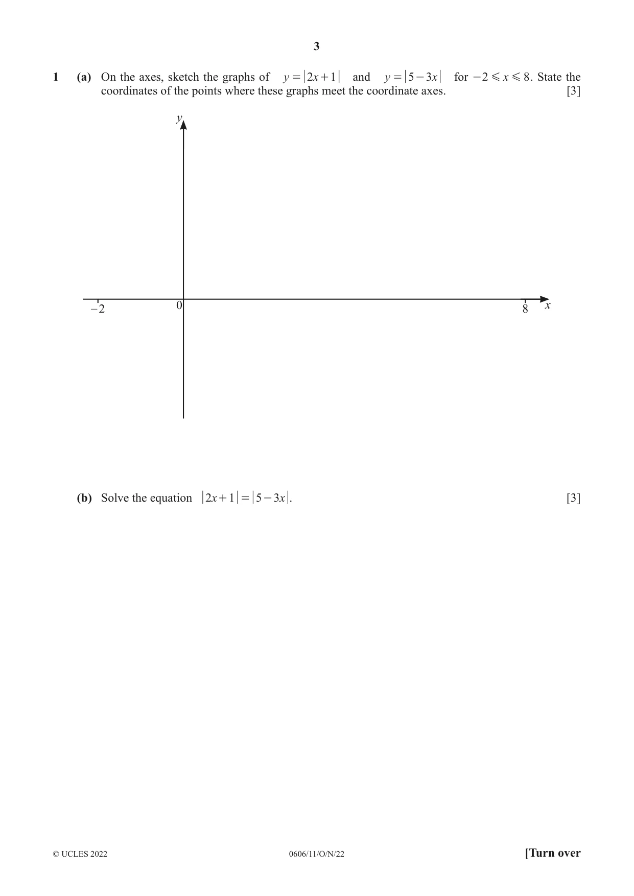 Cambridge IGCSE Mathematics - Additional 0606 2022 Oct/Nov Paper 1 · Variant 1 question paper, page 3 of 16