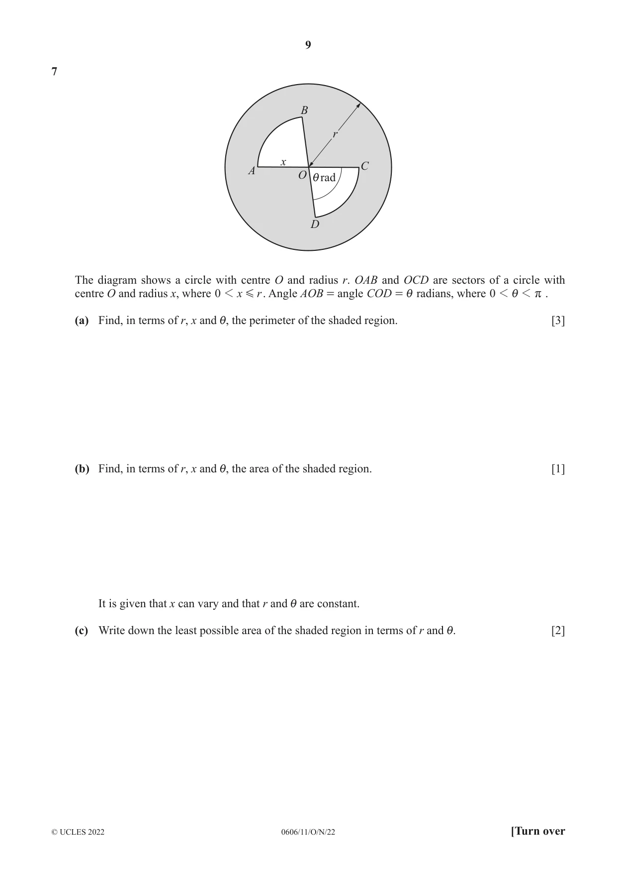 Cambridge IGCSE Mathematics - Additional 0606 2022 Oct/Nov Paper 1 · Variant 1 question paper, page 9 of 16