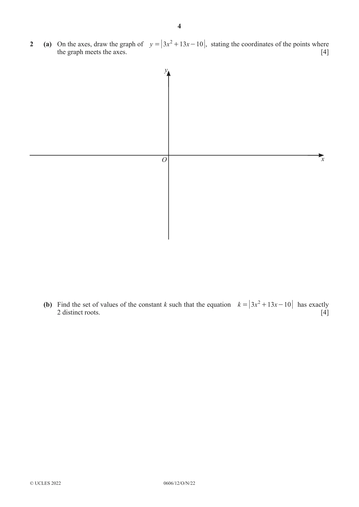 Cambridge IGCSE Mathematics - Additional 0606 2022 Oct/Nov Paper 1 · Variant 2 question paper, page 4 of 16