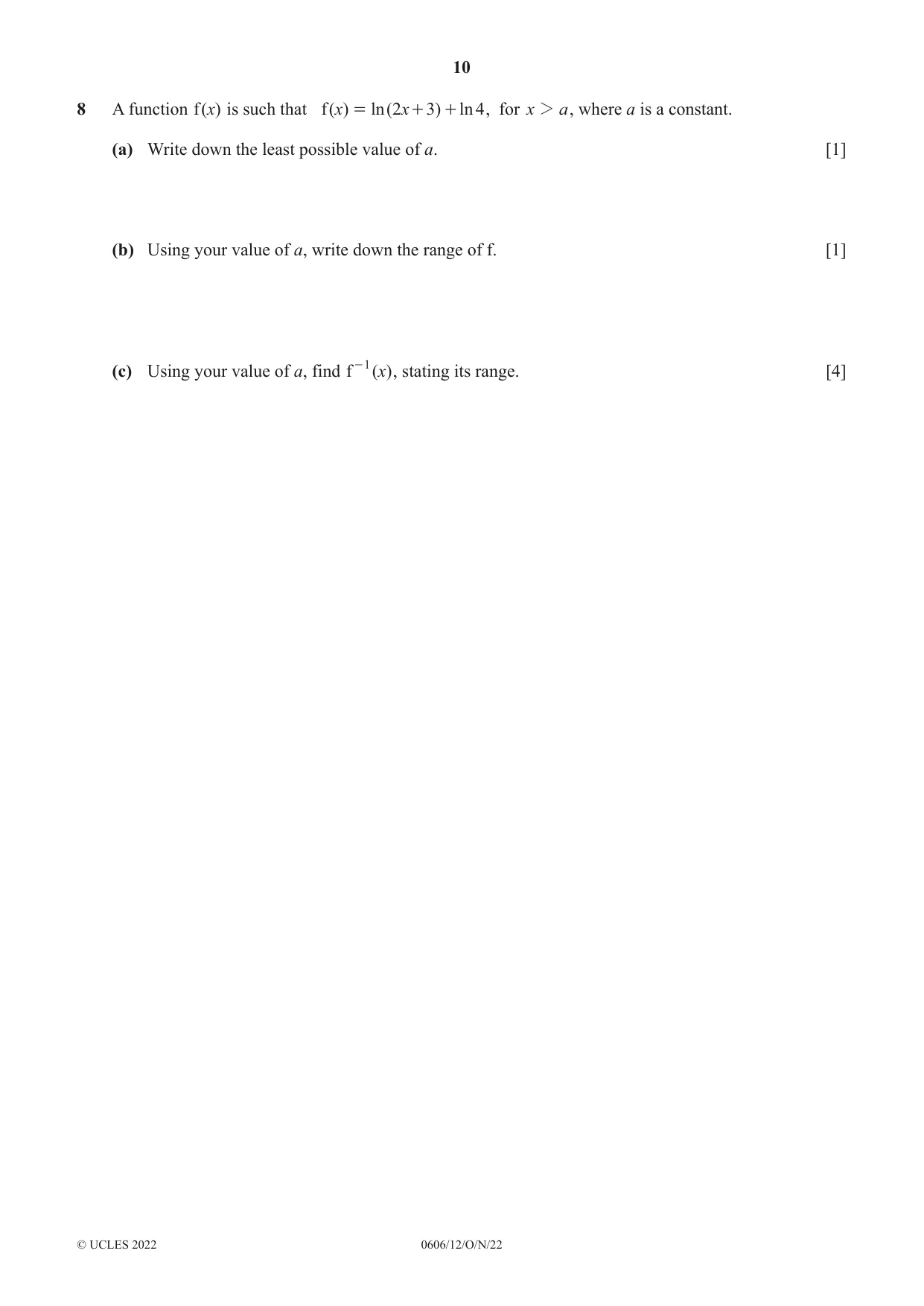 Cambridge IGCSE Mathematics - Additional 0606 2022 Oct/Nov Paper 1 · Variant 2 question paper, page 10 of 16