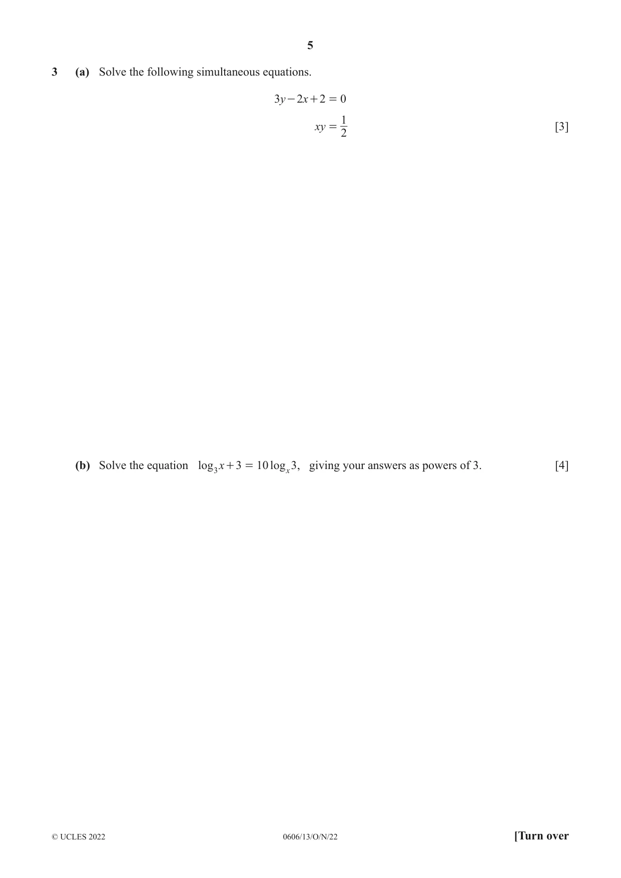 Cambridge IGCSE Mathematics - Additional 0606 2022 Oct/Nov Paper 1 · Variant 3 question paper, page 5 of 16