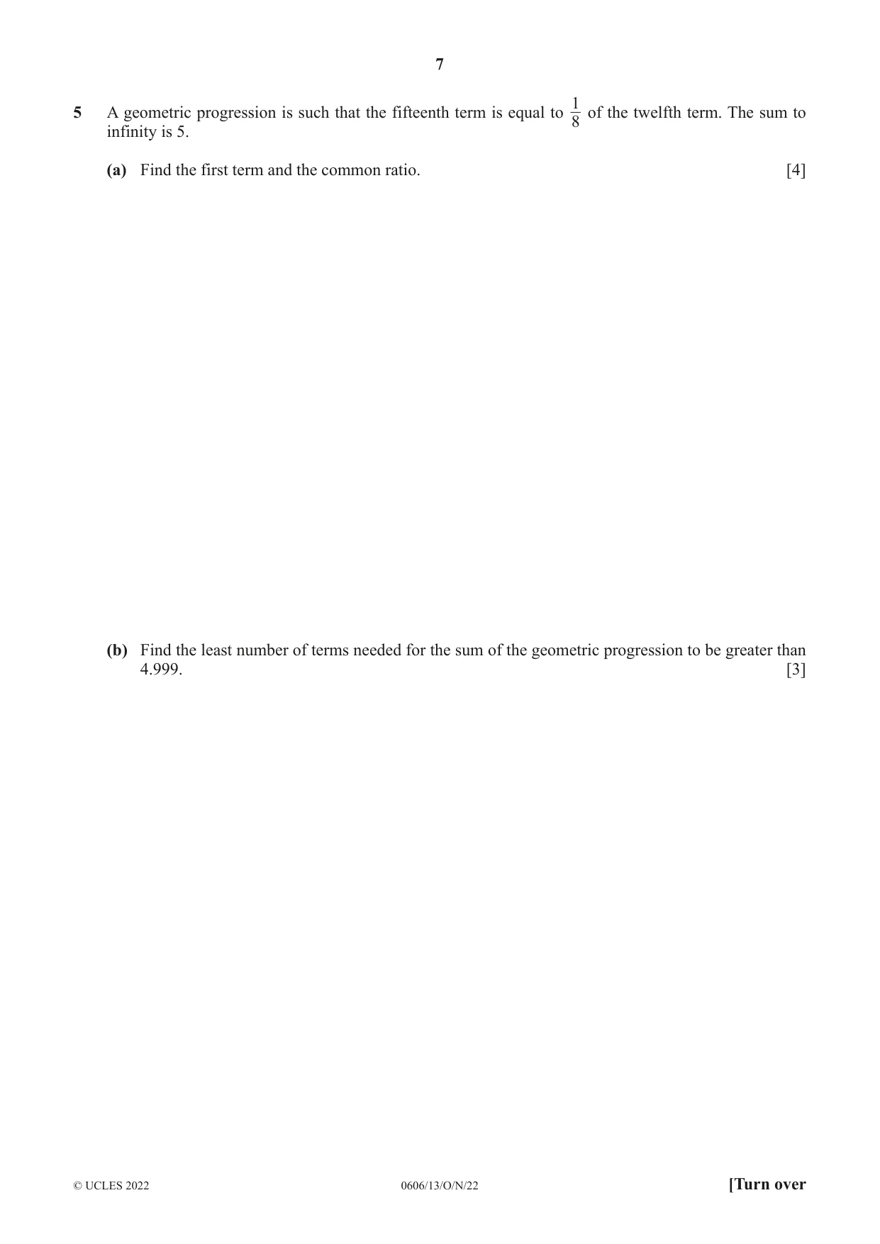 Cambridge IGCSE Mathematics - Additional 0606 2022 Oct/Nov Paper 1 · Variant 3 question paper, page 7 of 16
