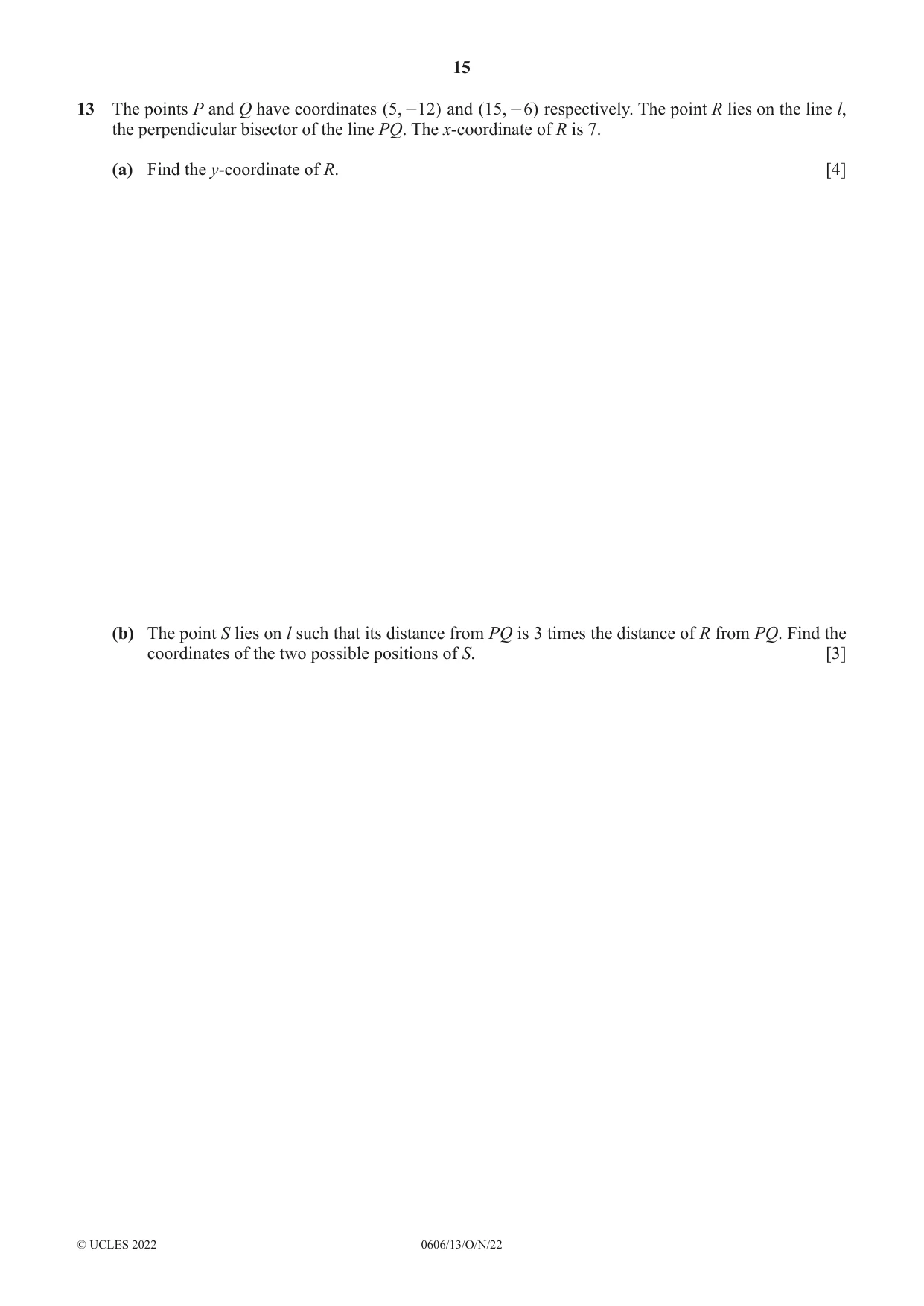 Cambridge IGCSE Mathematics - Additional 0606 2022 Oct/Nov Paper 1 · Variant 3 question paper, page 15 of 16