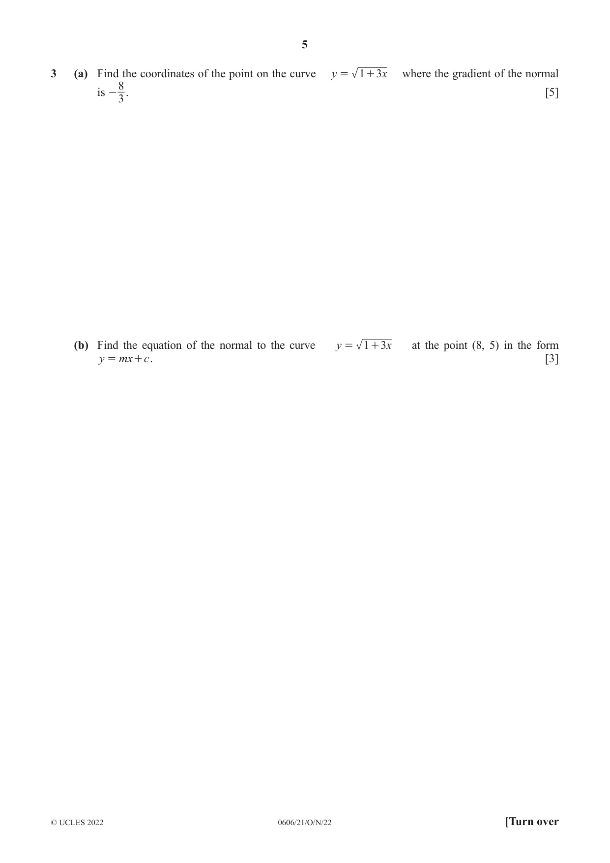Cambridge IGCSE Mathematics - Additional 0606 2022 Oct/Nov Paper 2 · Variant 1 question paper, page 5 of 16