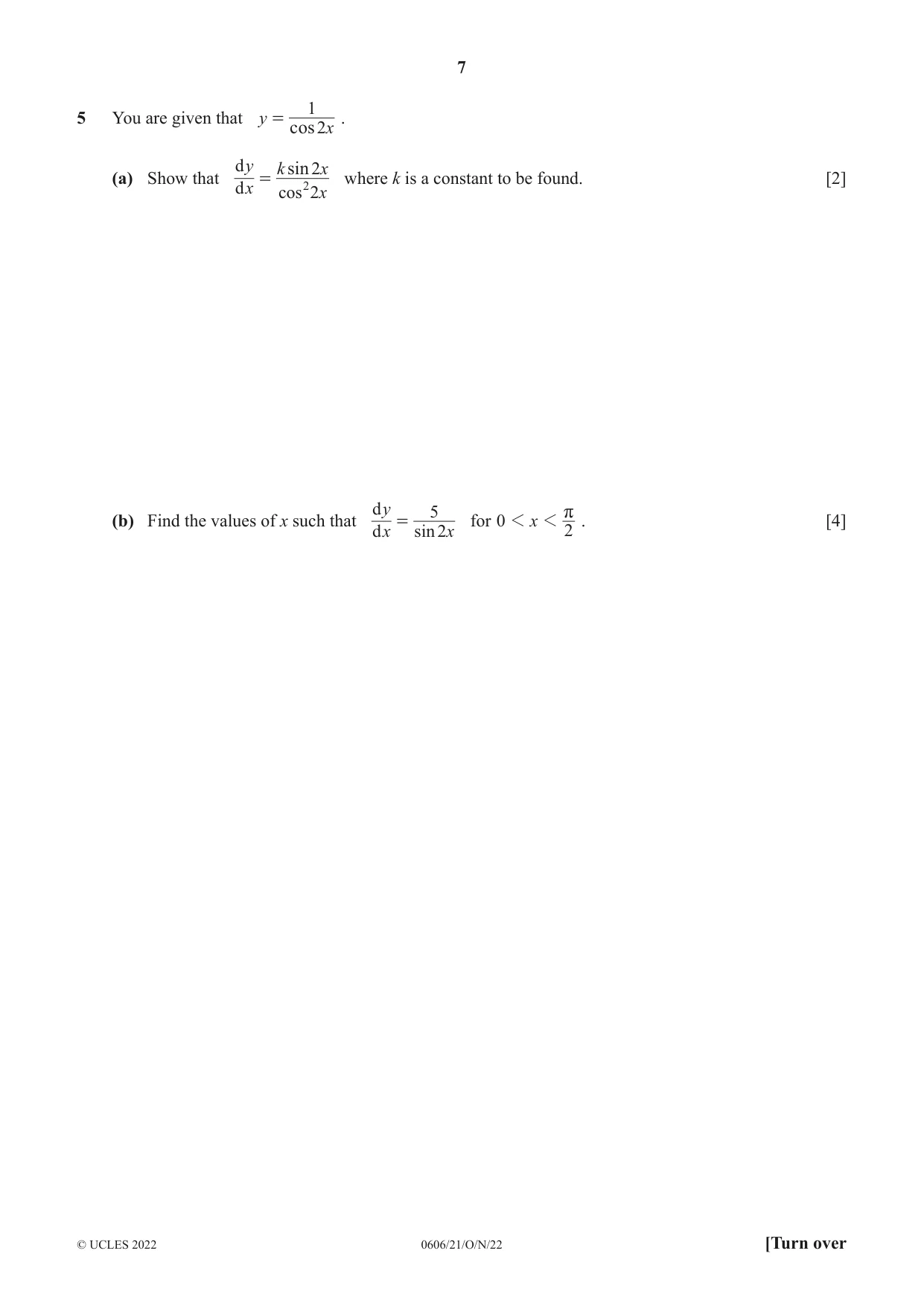 Cambridge IGCSE Mathematics - Additional 0606 2022 Oct/Nov Paper 2 · Variant 1 question paper, page 7 of 16