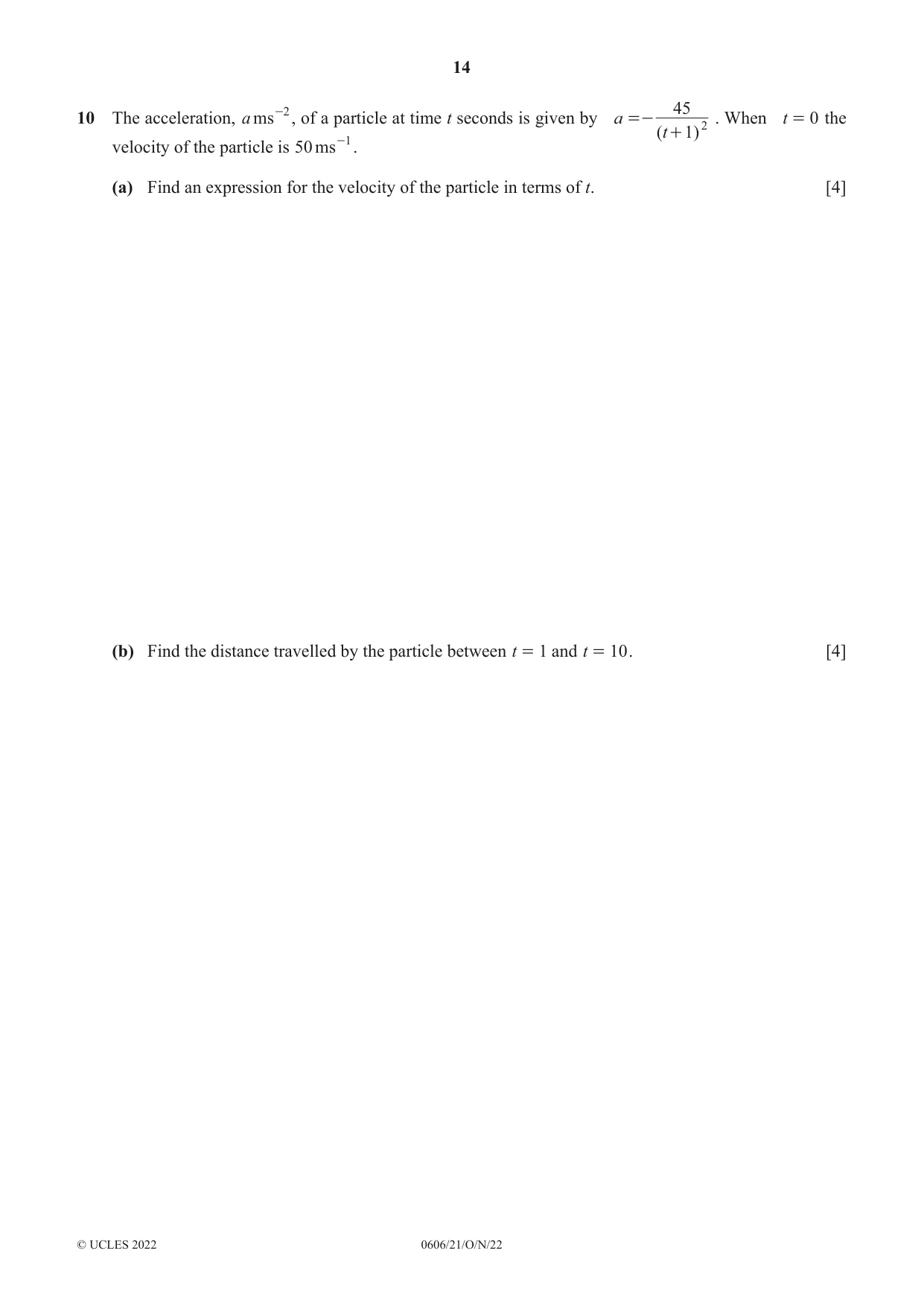 Cambridge IGCSE Mathematics - Additional 0606 2022 Oct/Nov Paper 2 · Variant 1 question paper, page 14 of 16