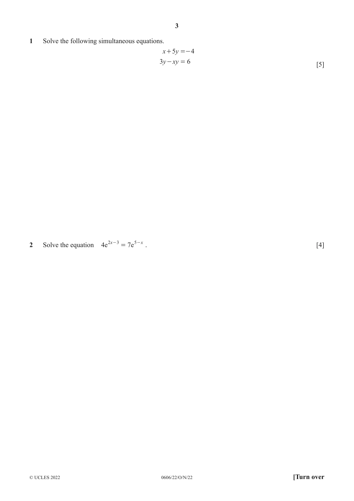 Cambridge IGCSE Mathematics - Additional 0606 2022 Oct/Nov Paper 2 · Variant 2 question paper, page 3 of 16