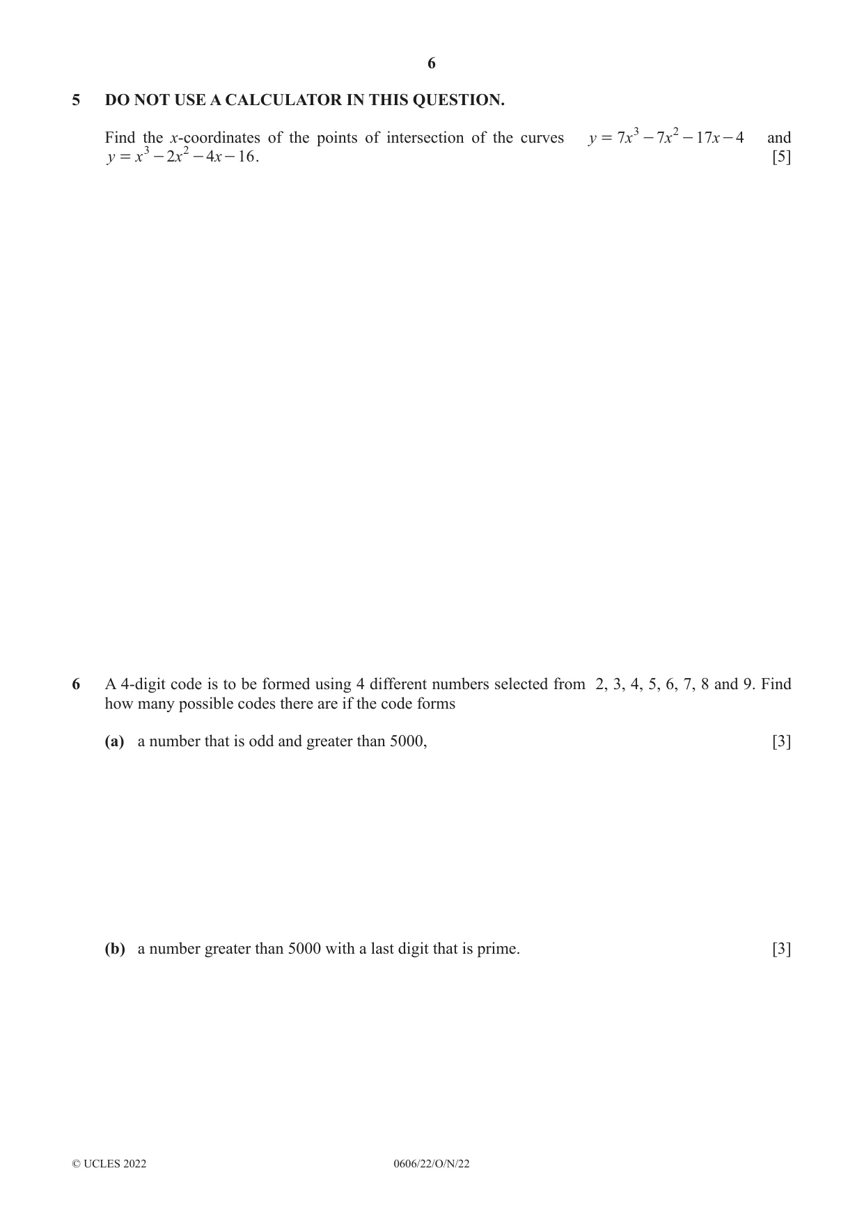 Cambridge IGCSE Mathematics - Additional 0606 2022 Oct/Nov Paper 2 · Variant 2 question paper, page 6 of 16