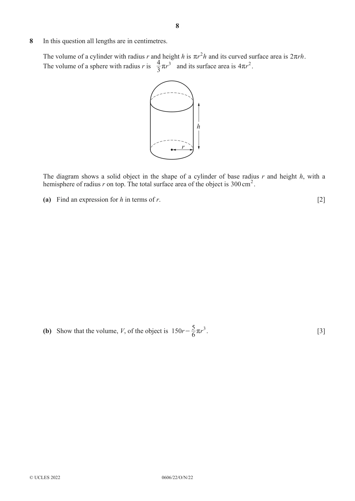 Cambridge IGCSE Mathematics - Additional 0606 2022 Oct/Nov Paper 2 · Variant 2 question paper, page 8 of 16