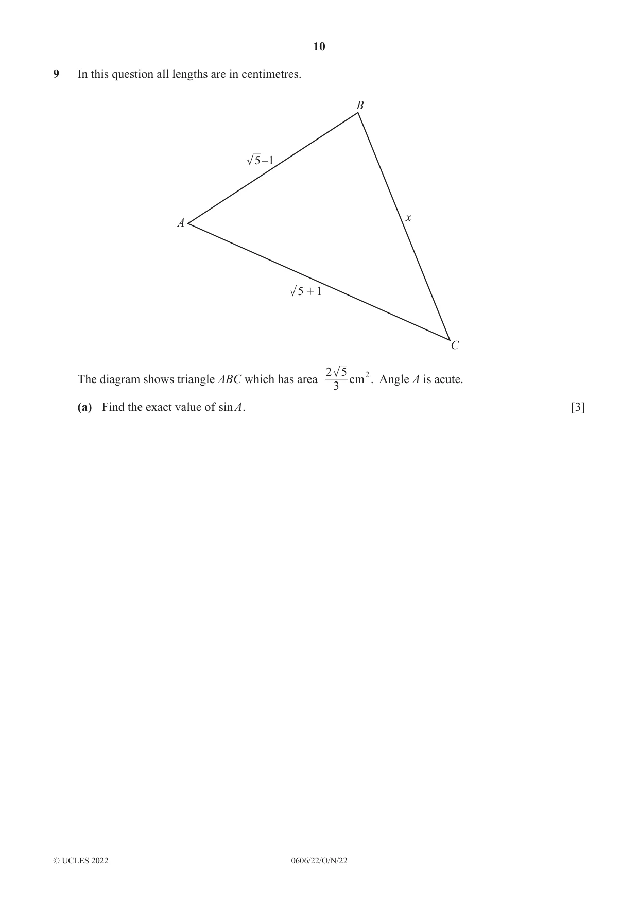 Cambridge IGCSE Mathematics - Additional 0606 2022 Oct/Nov Paper 2 · Variant 2 question paper, page 10 of 16