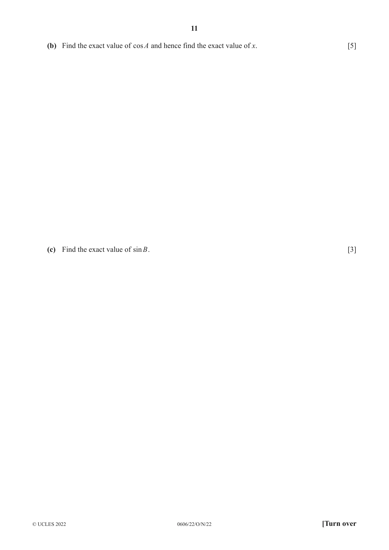 Cambridge IGCSE Mathematics - Additional 0606 2022 Oct/Nov Paper 2 · Variant 2 question paper, page 11 of 16