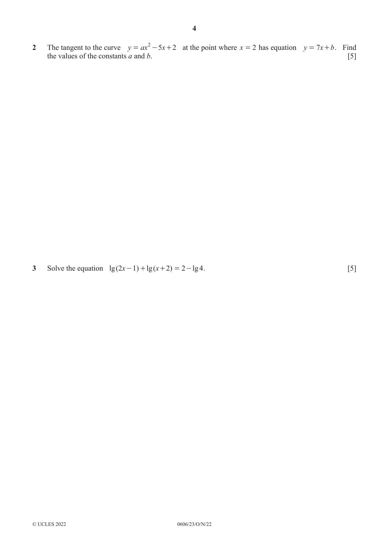 Cambridge IGCSE Mathematics - Additional 0606 2022 Oct/Nov Paper 2 · Variant 3 question paper, page 4 of 16