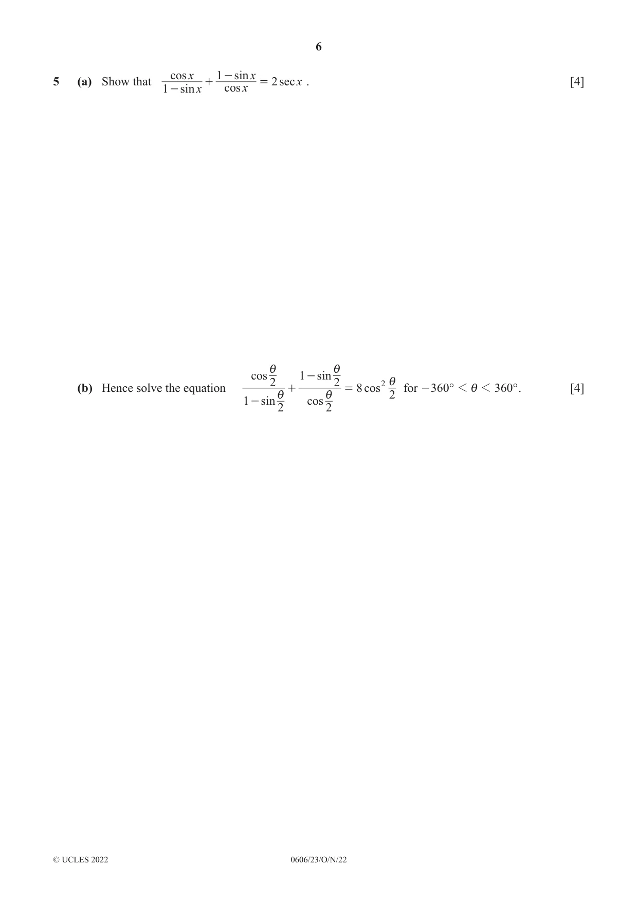 Cambridge IGCSE Mathematics - Additional 0606 2022 Oct/Nov Paper 2 · Variant 3 question paper, page 6 of 16