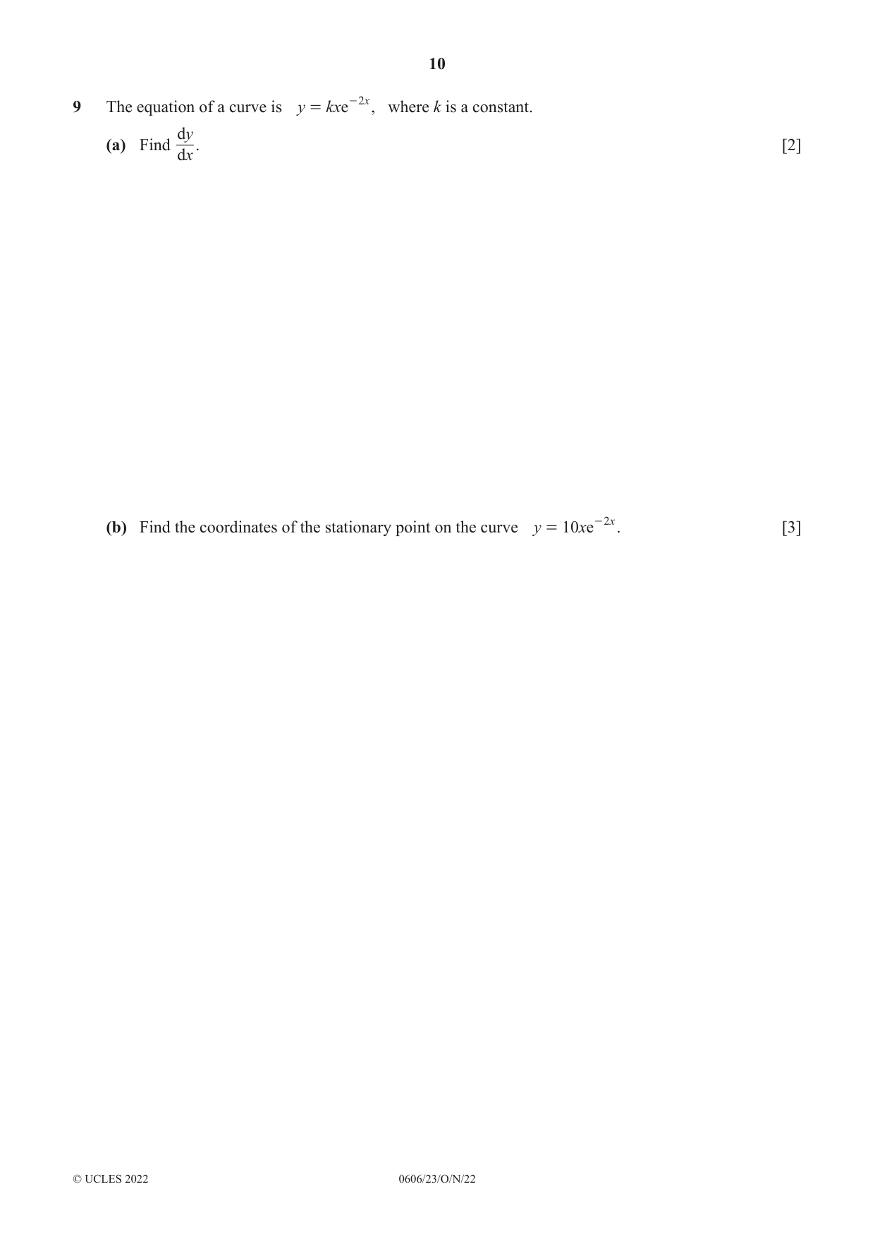Cambridge IGCSE Mathematics - Additional 0606 2022 Oct/Nov Paper 2 · Variant 3 question paper, page 10 of 16