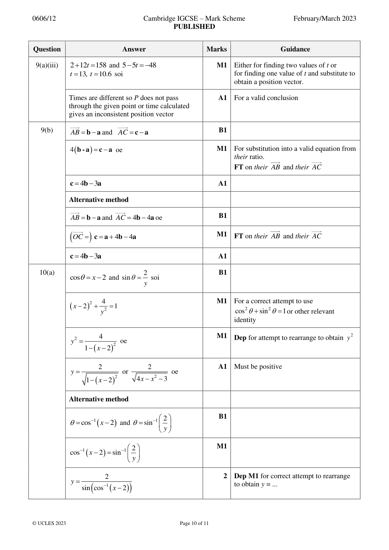 Mark scheme, page 10 of 11