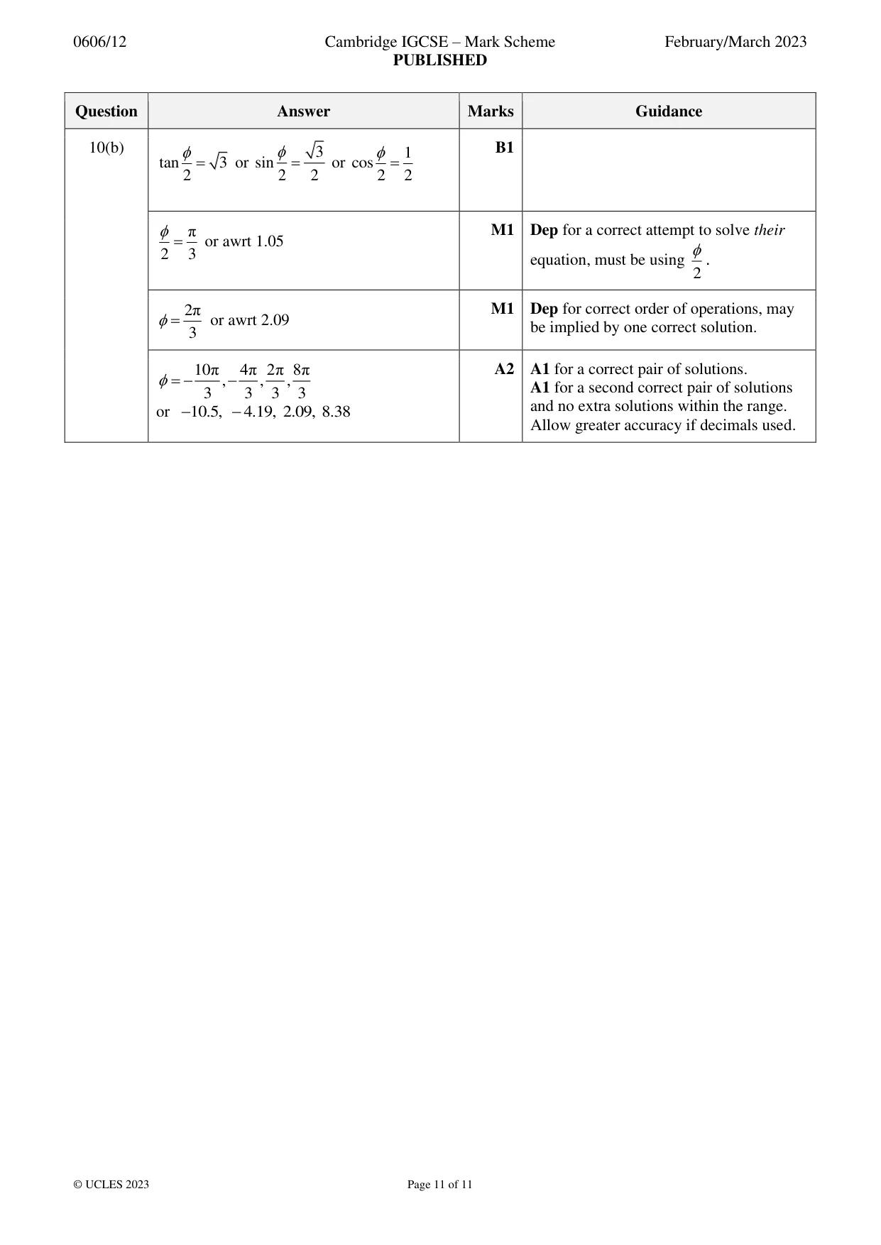 Mark scheme, page 11 of 11