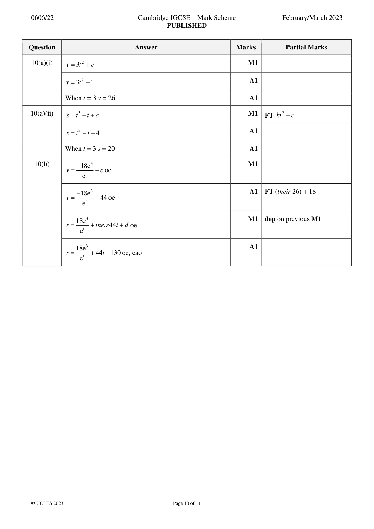 Mark scheme, page 10 of 11