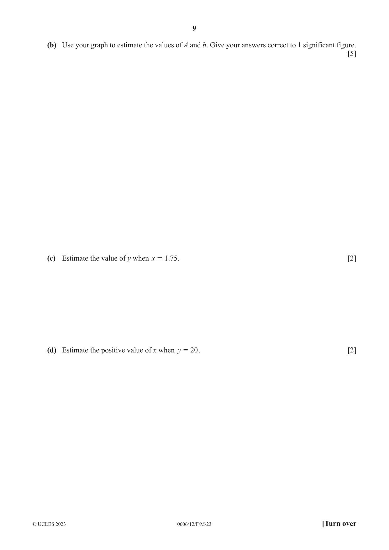 Cambridge IGCSE Mathematics - Additional 0606 2023 Feb/March Paper 1 · Variant 2 question paper, page 9 of 16