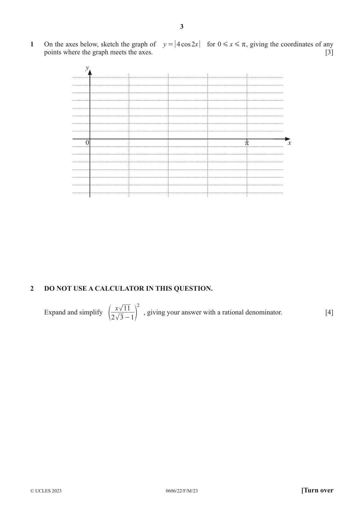 Cambridge IGCSE Mathematics - Additional 0606 2023 Feb/March Paper 2 · Variant 2 question paper, page 3 of 16