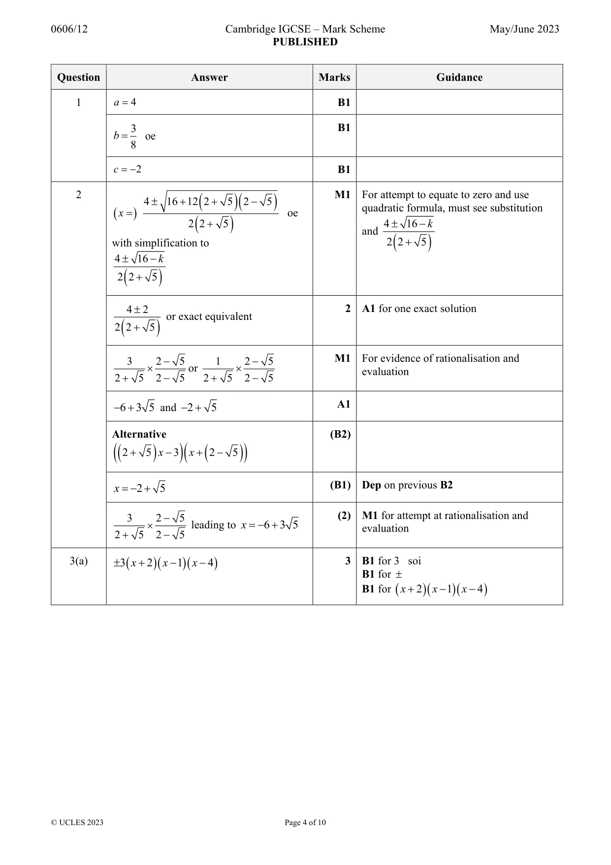 Mark scheme, page 4 of 10