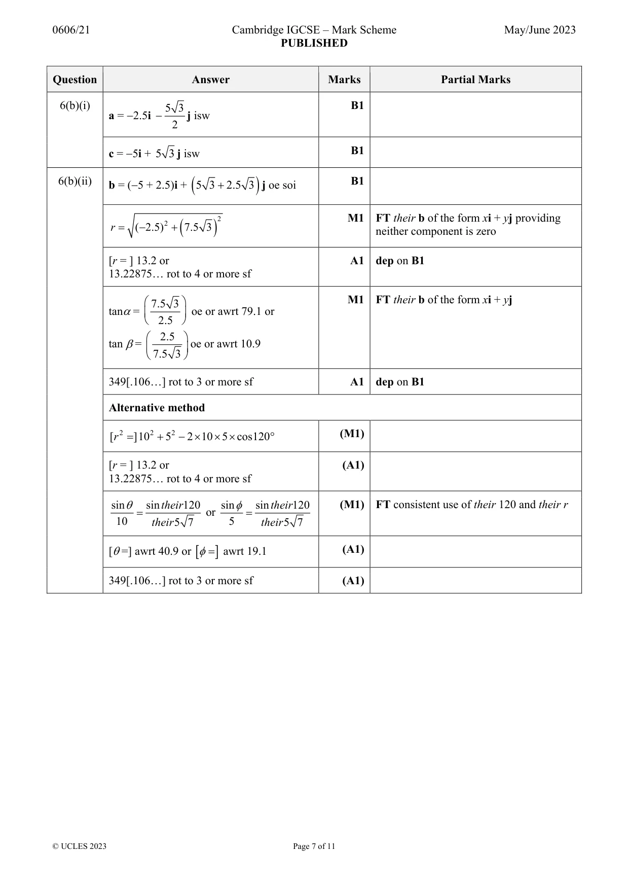 Mark scheme, page 7 of 11