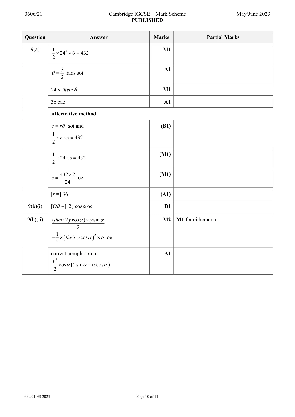 Mark scheme, page 10 of 11