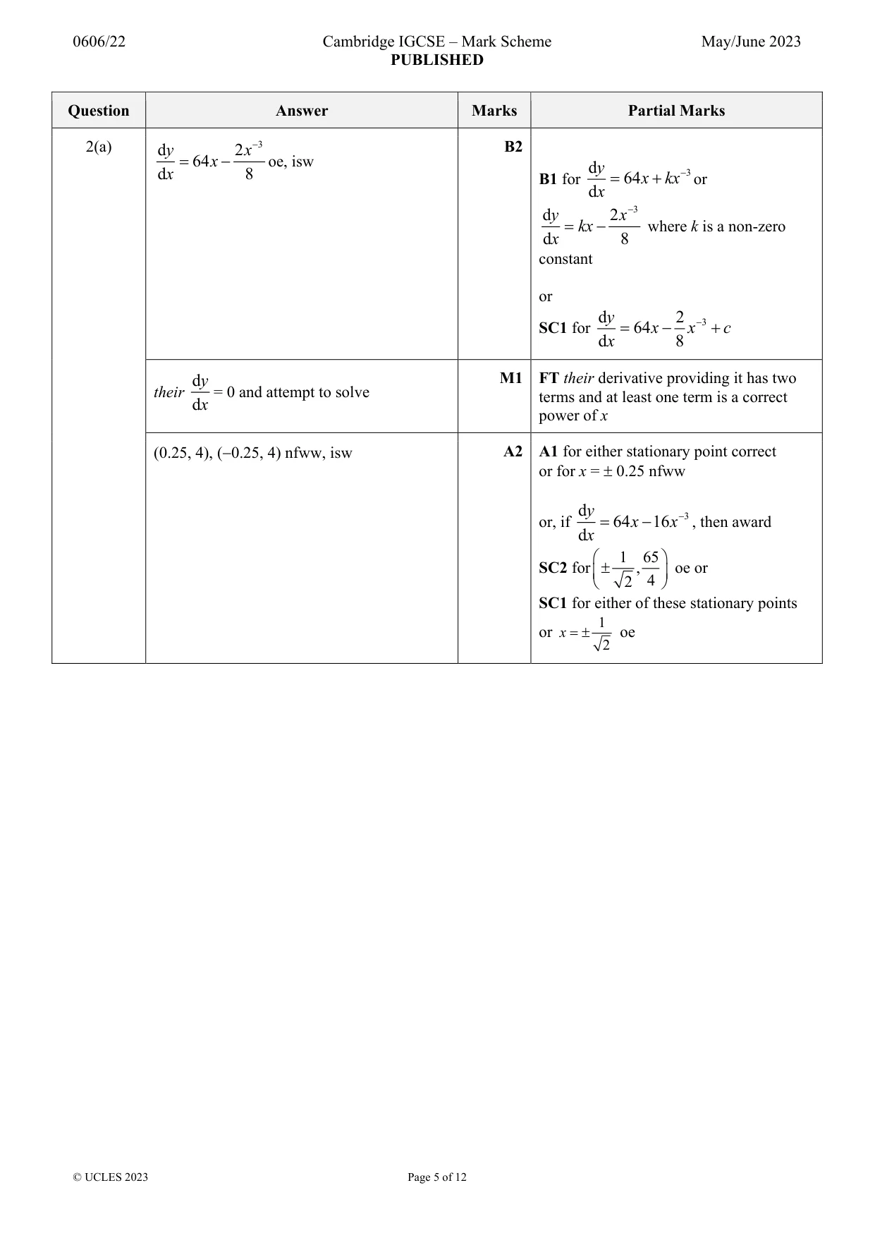 Mark scheme, page 5 of 12