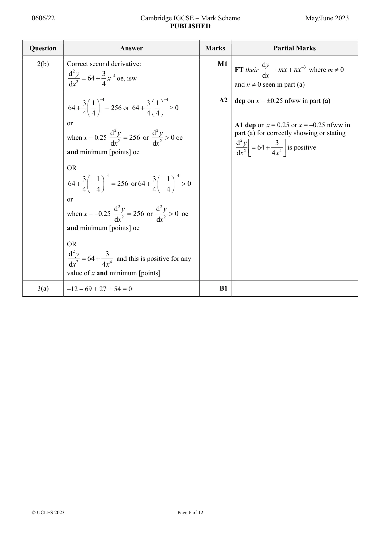 Mark scheme, page 6 of 12