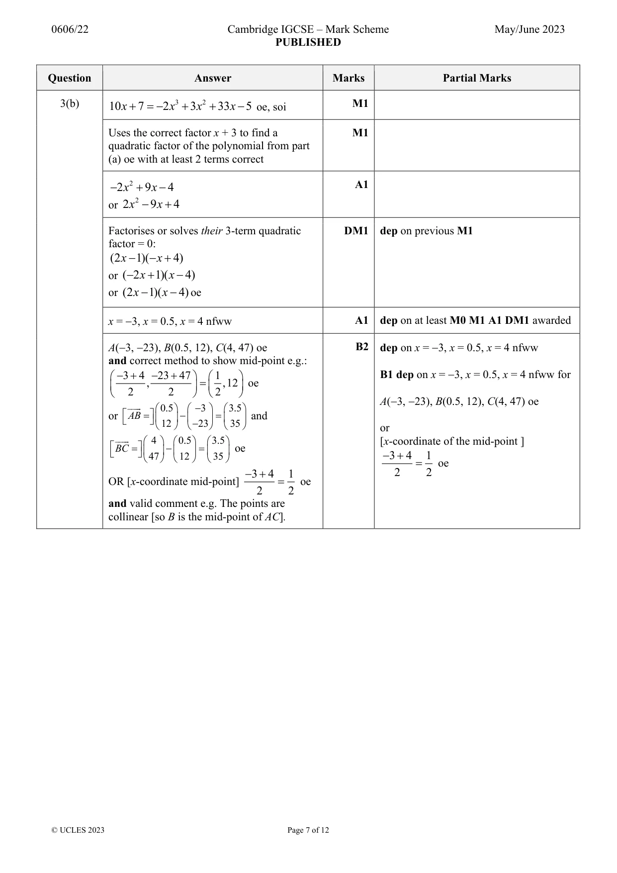 Mark scheme, page 7 of 12